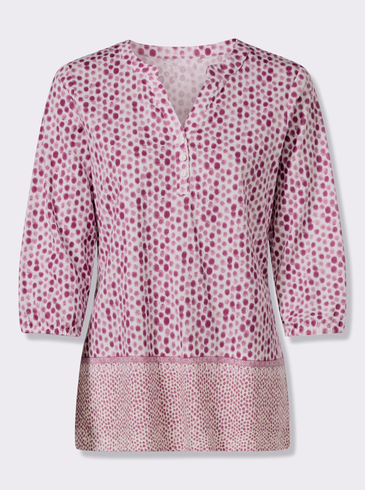 3/4-Arm-Shirt mit Fake-Bordüre - erika-ecru-bedruckt