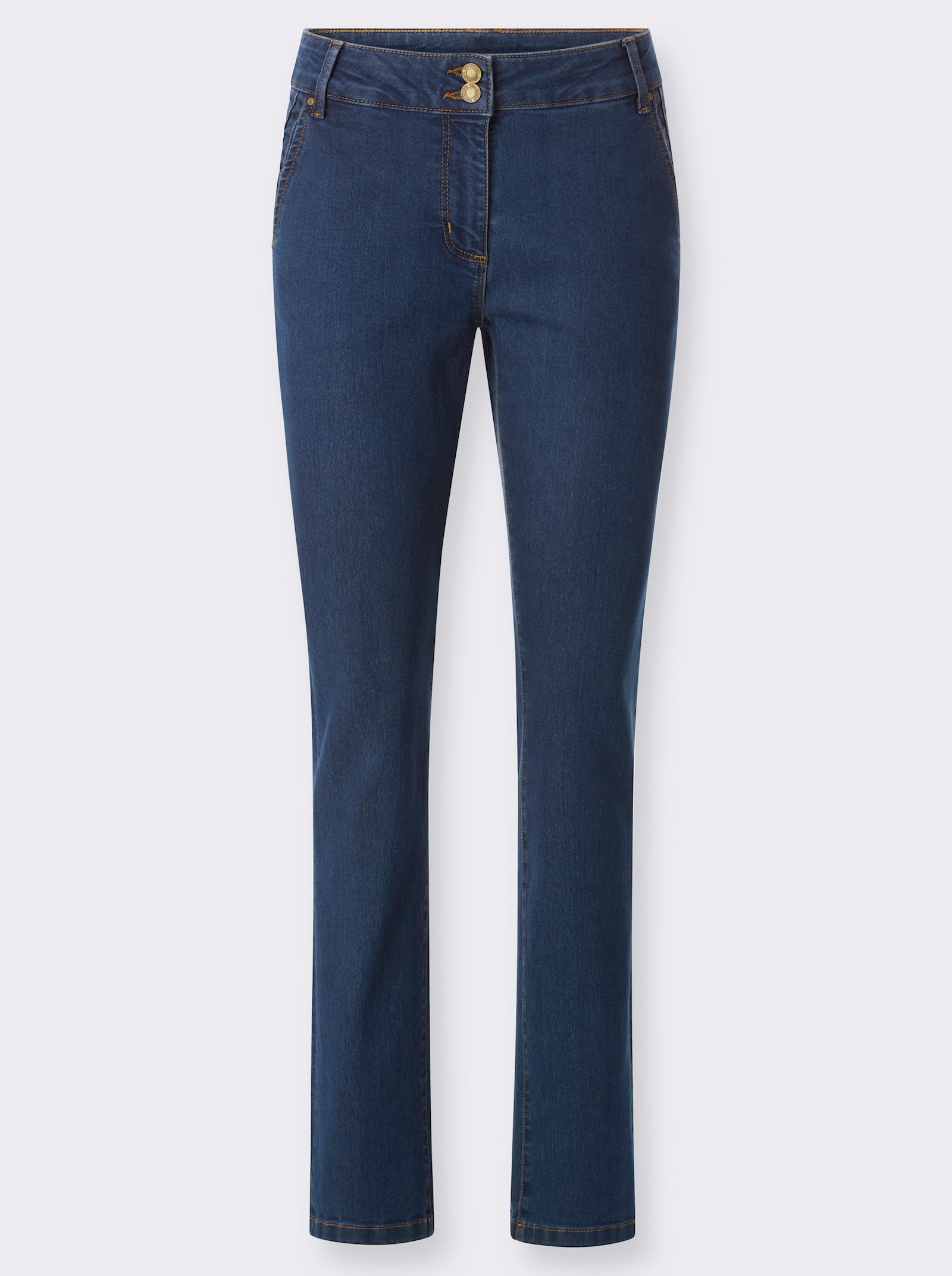 Jeans mit kontrastfarbigen Ziernähten - blue-stone-washed