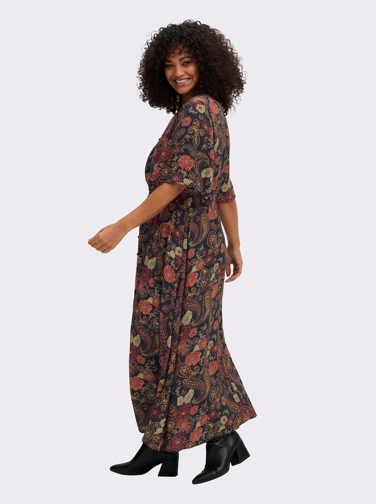 sheego by Joe Browns Robe longue - noir imprimé
