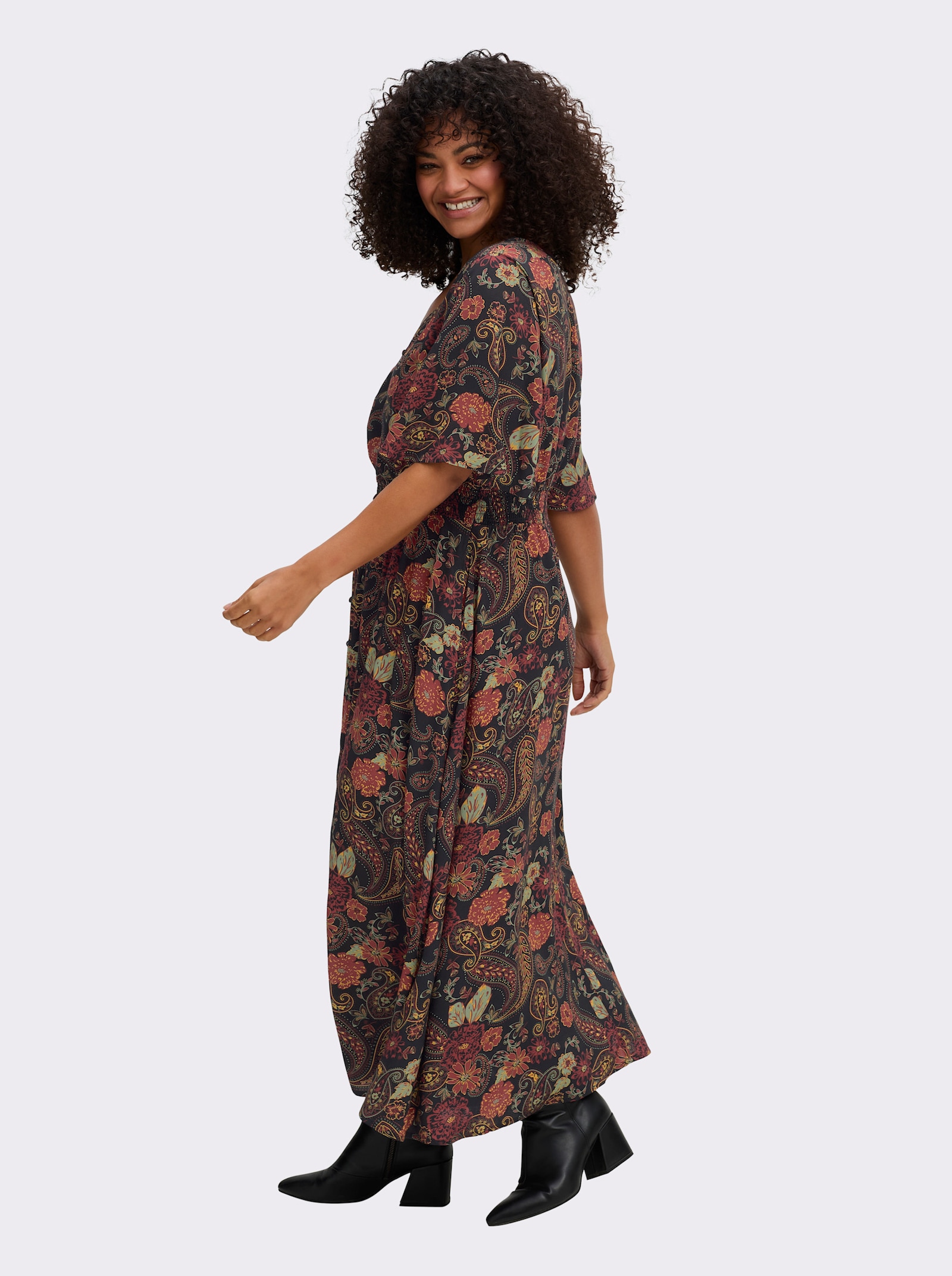 sheego by Joe Browns Maxikleid mit Paisleyprint - schwarz-bedruckt