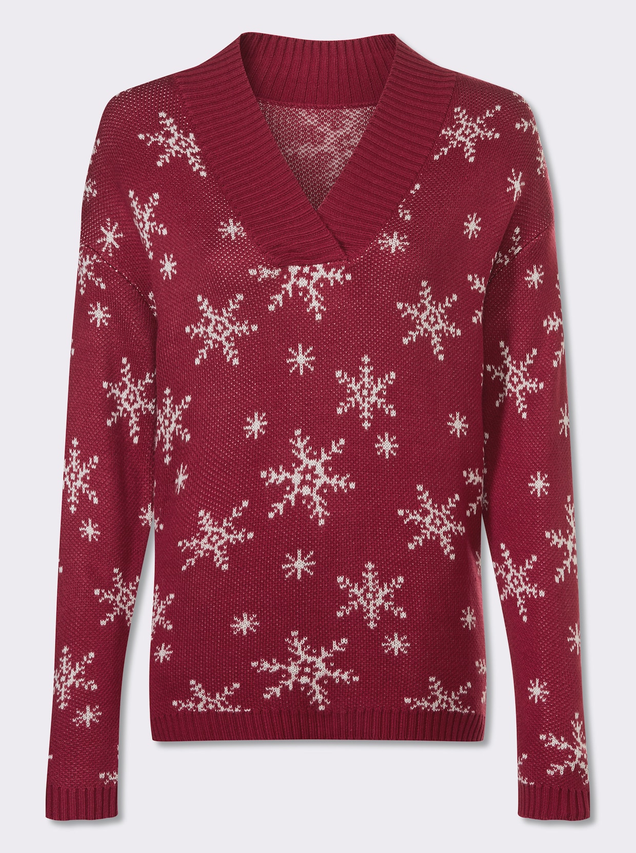 Langarm-Pullover - kirsche-ecru