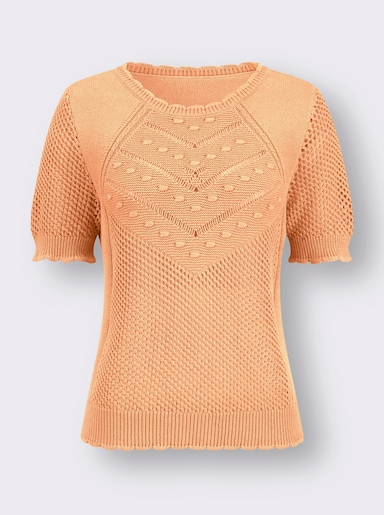 Ajourpullover mit kurzen Ärmeln - apricot
