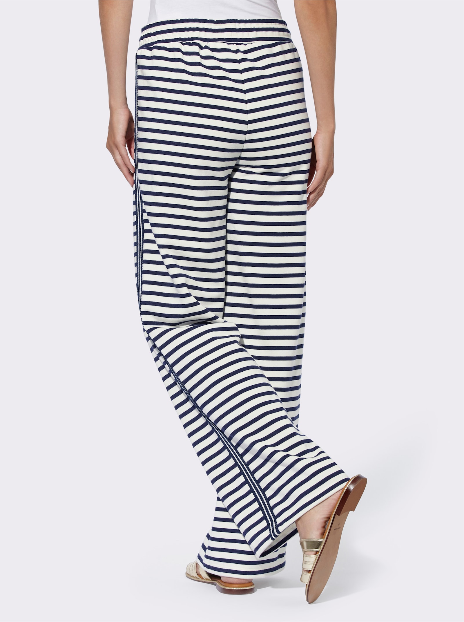 heine Jogpants met galonstreep - champagne/marine gestreept