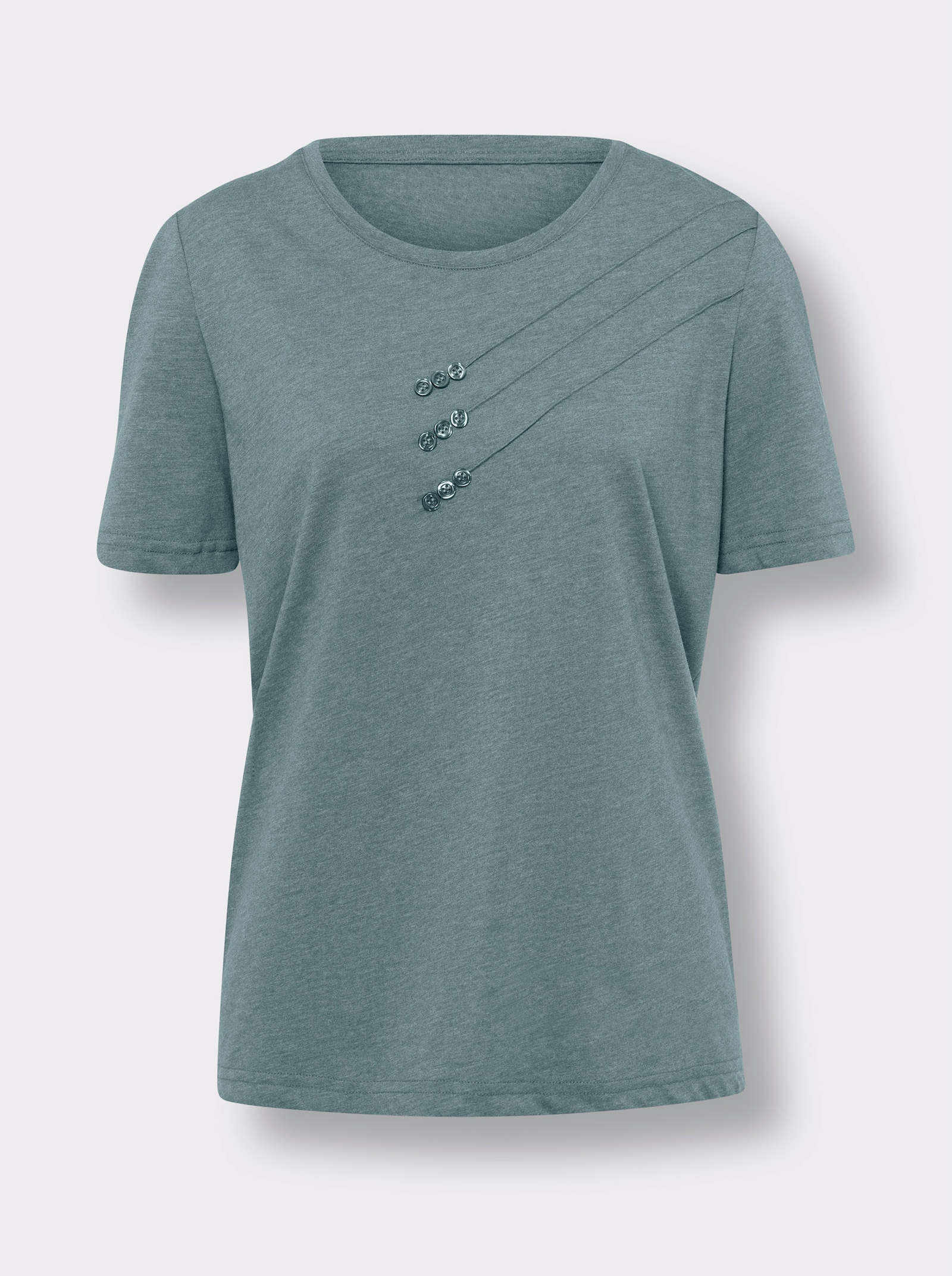 Tričko, kr.ruk., zámiky - nefritová melírovaná