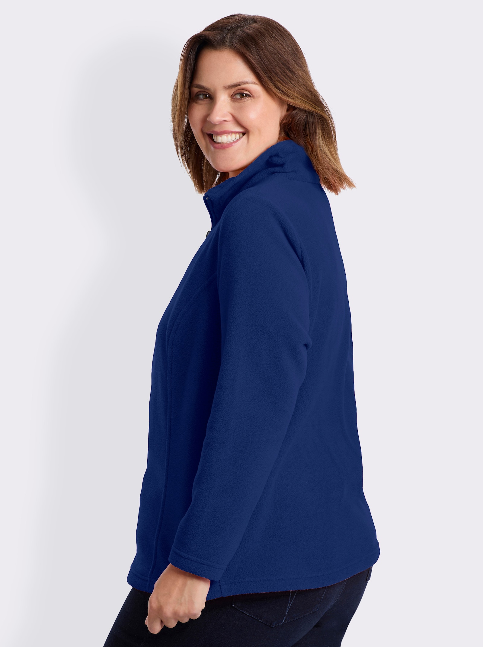 Fleeceshirt mit Troyerkragen - royalblau