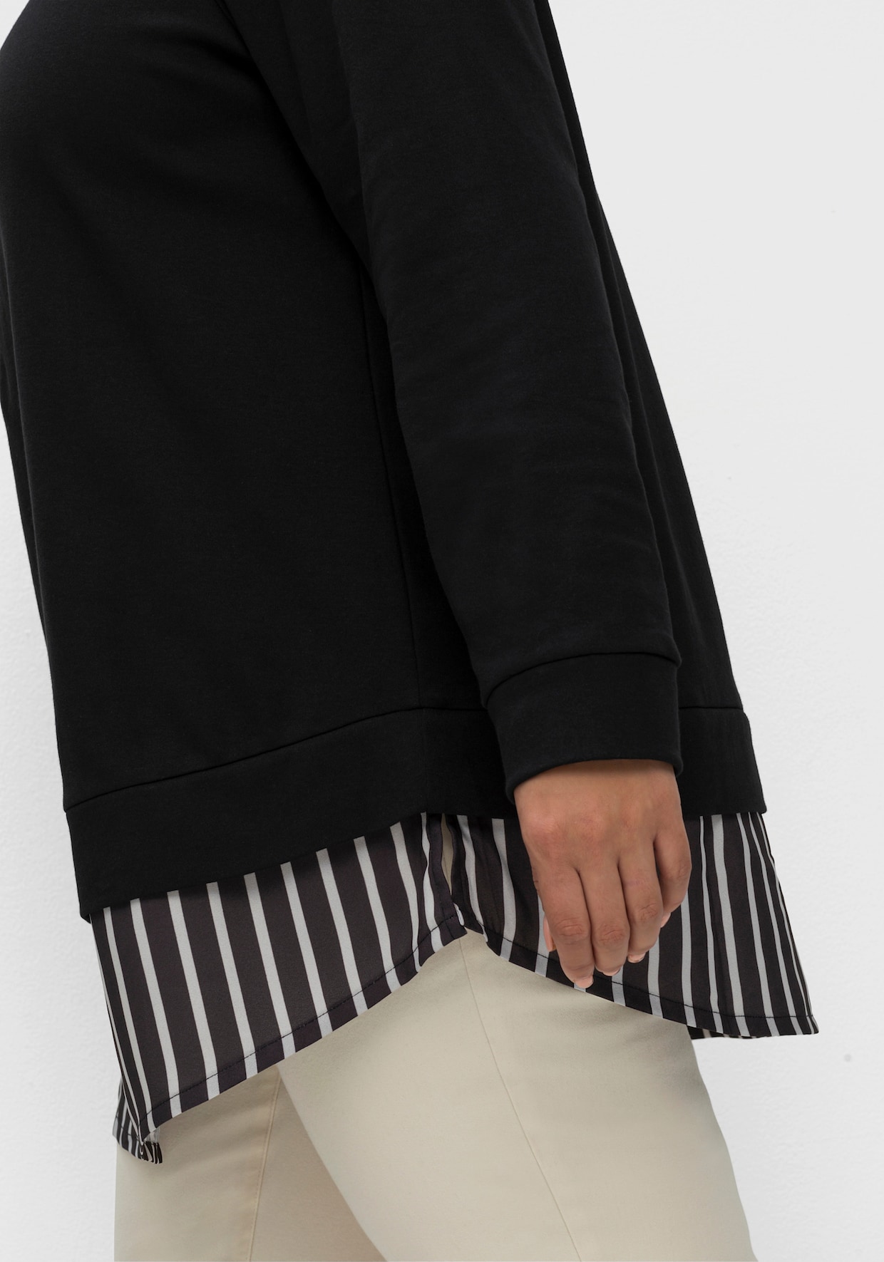 sheego 2-in-1-shirt met lange mouwen - zwart
