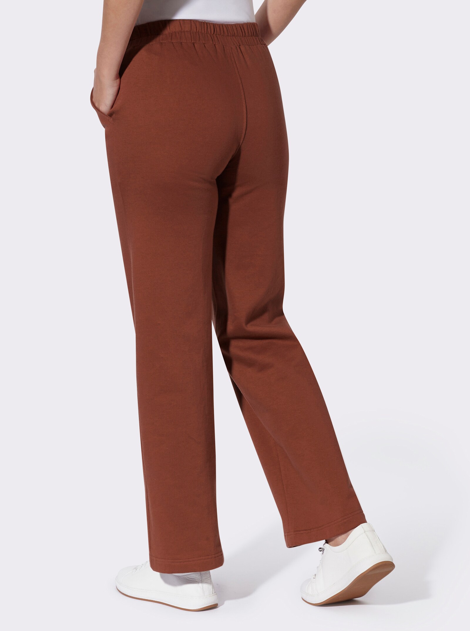 Jerseyhose mit Dehnbund - rotbraun
