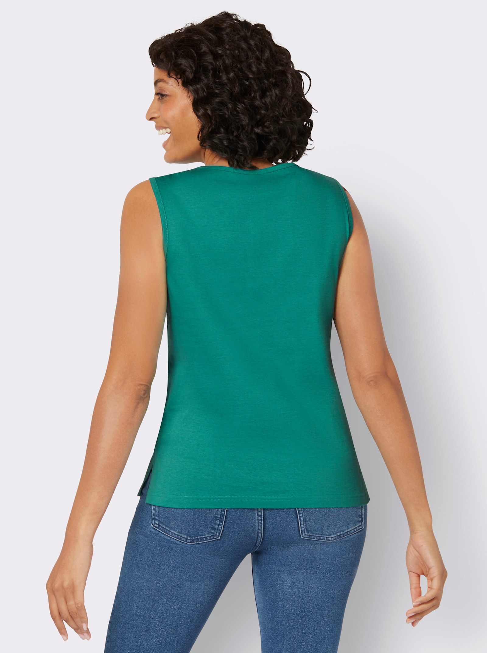 Shirttop met zijsplitten - smaragdgroen