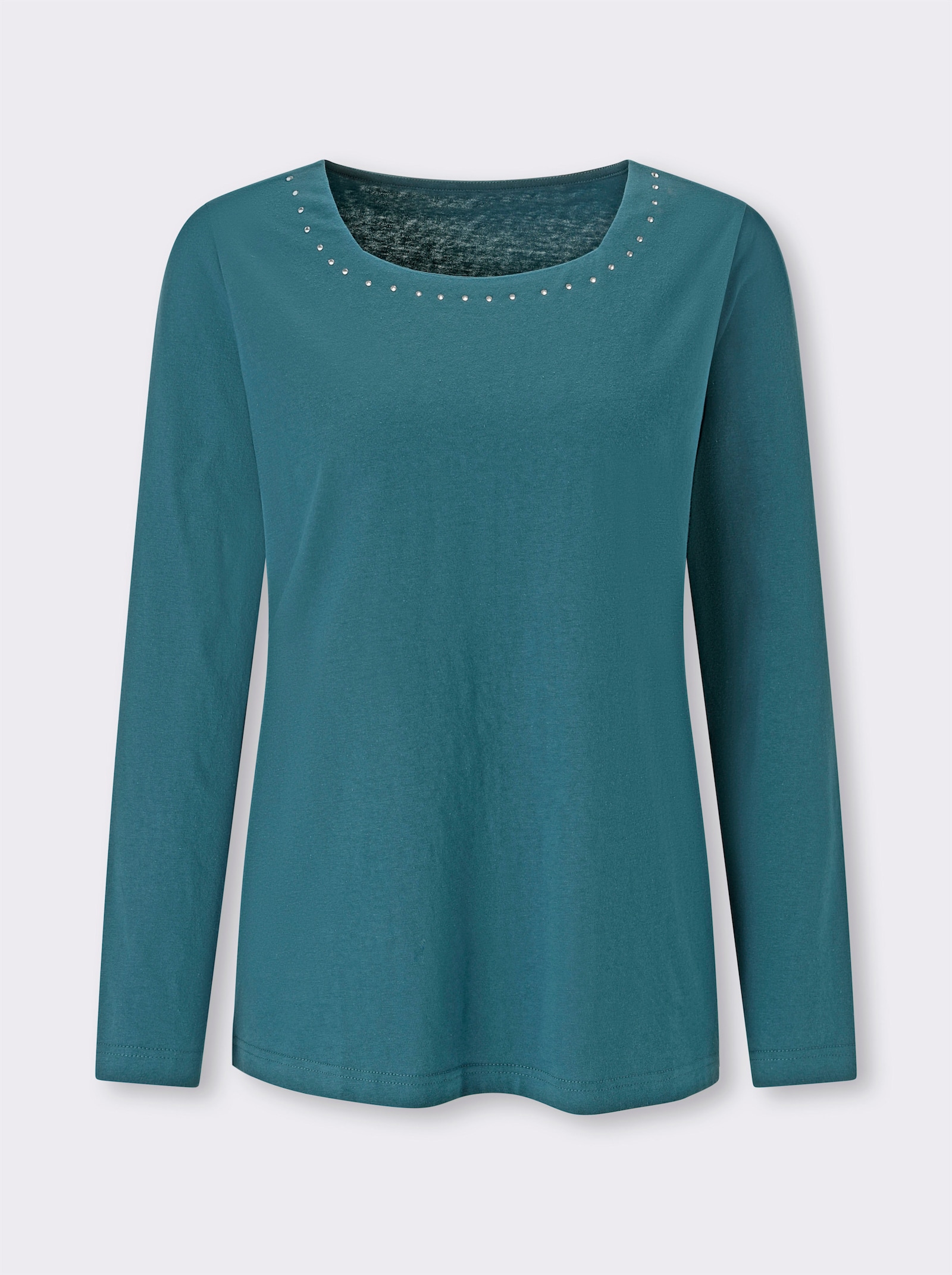 Langarmshirt mit Glitzersteinchen - aquapetrol