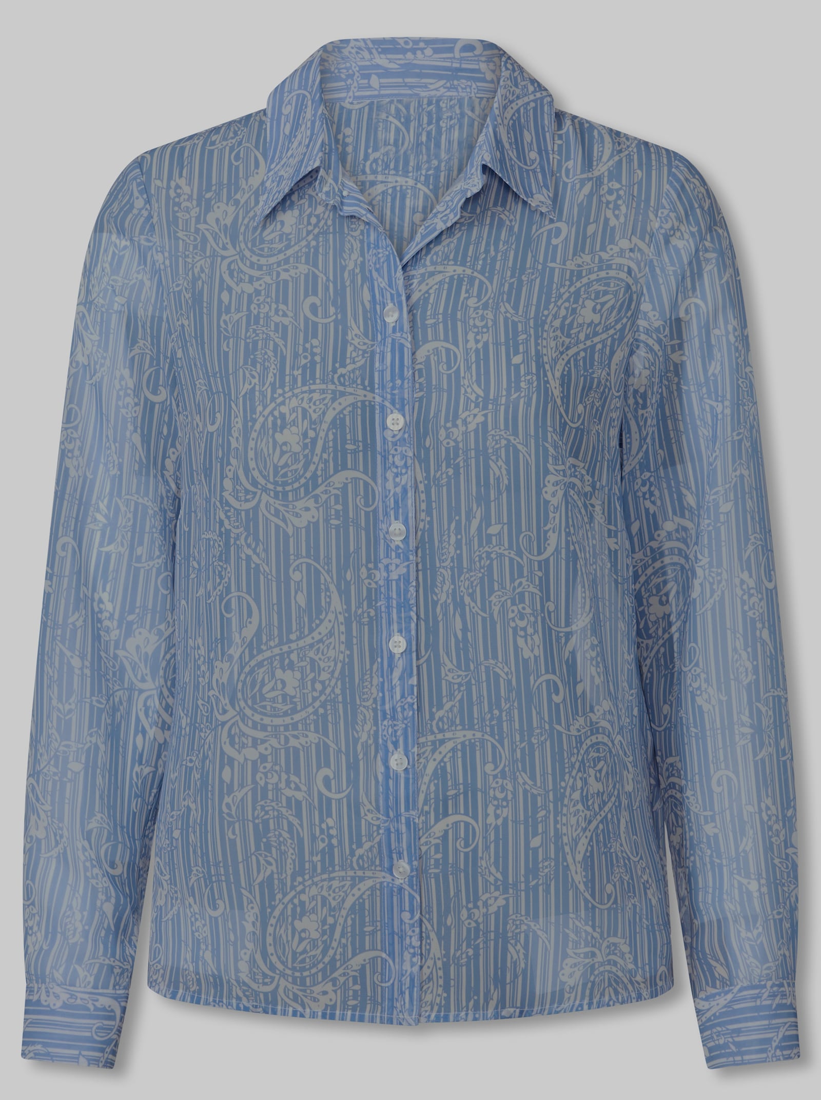 heine Georgettebluse mit Paisley-Muster - ecru-himmelblau-gestreift