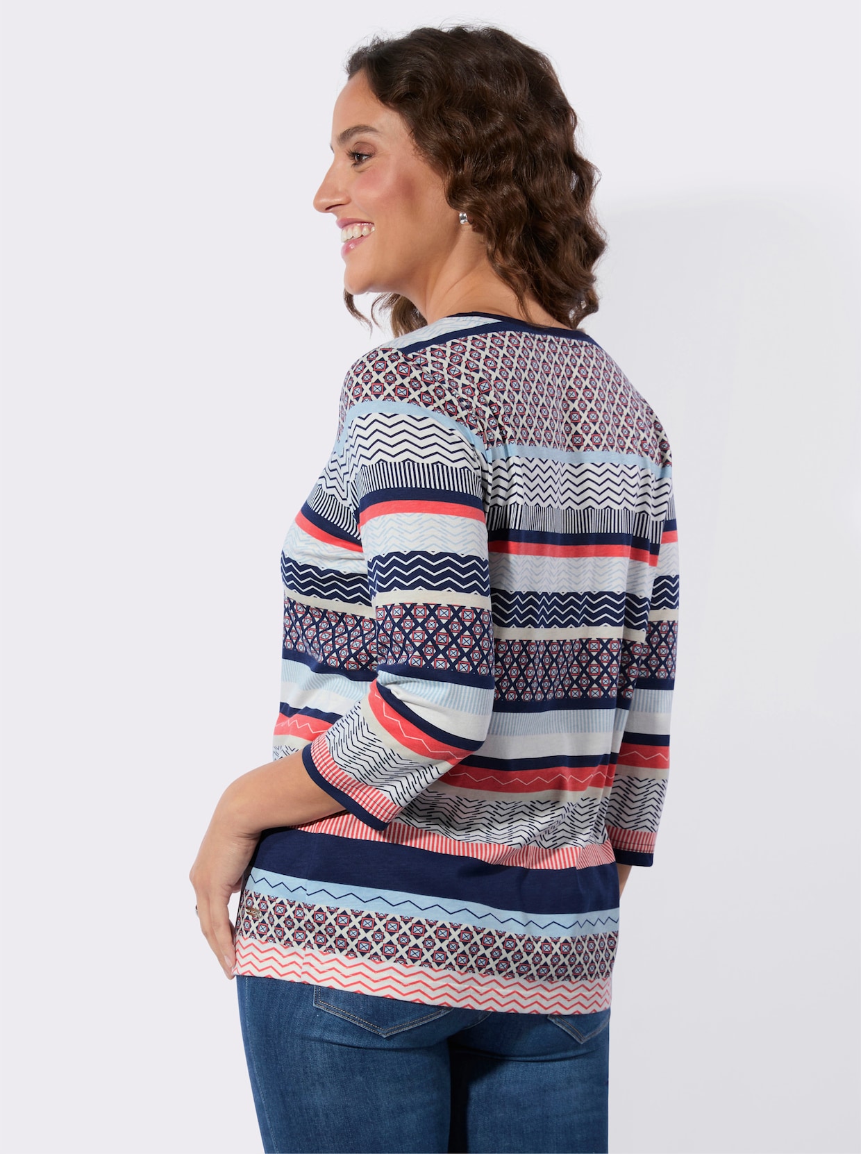 Print-Shirt - marine-grapefruit-bedruckt