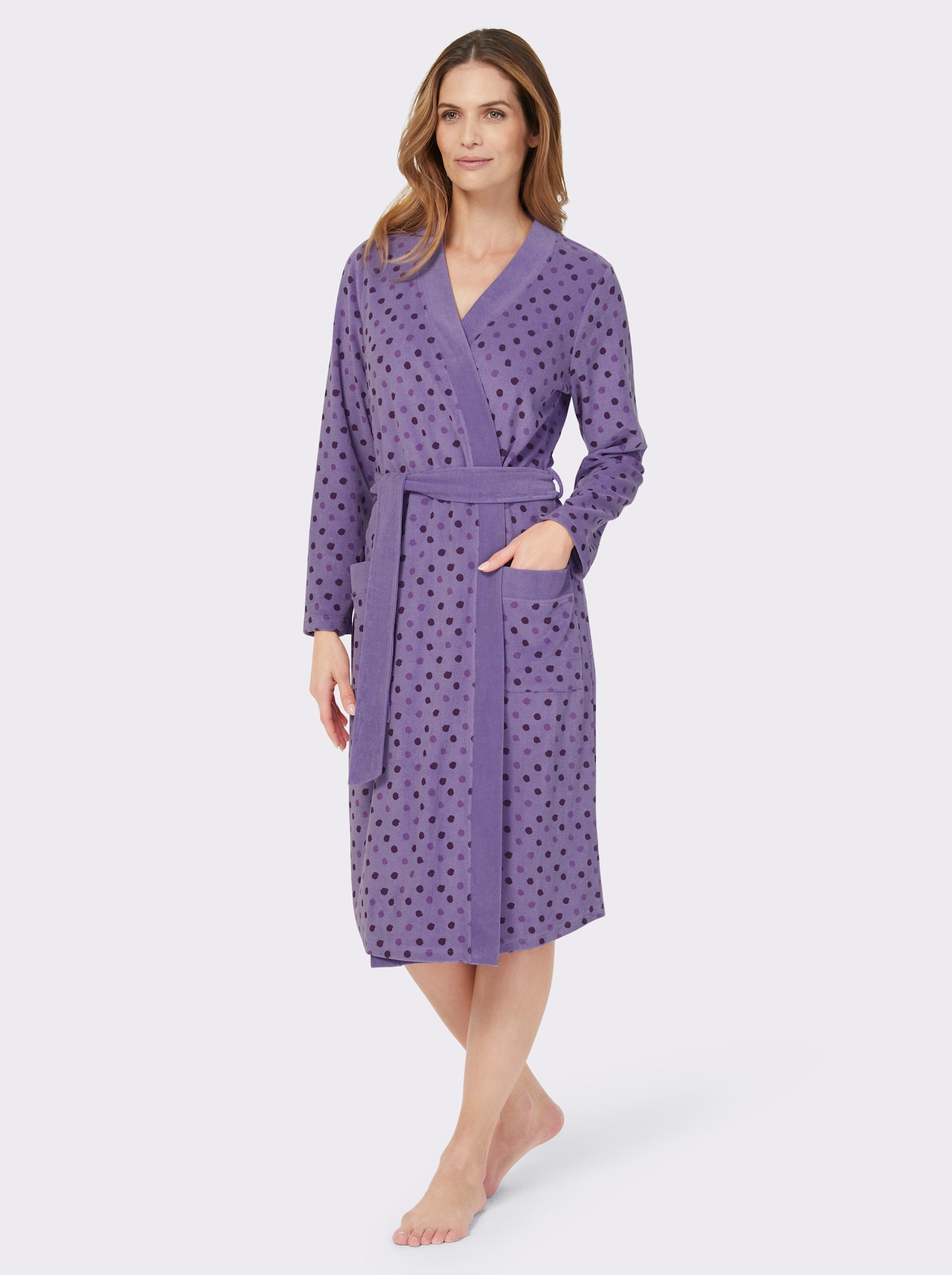 feel good Badjas - lavendel/lila gestippeld