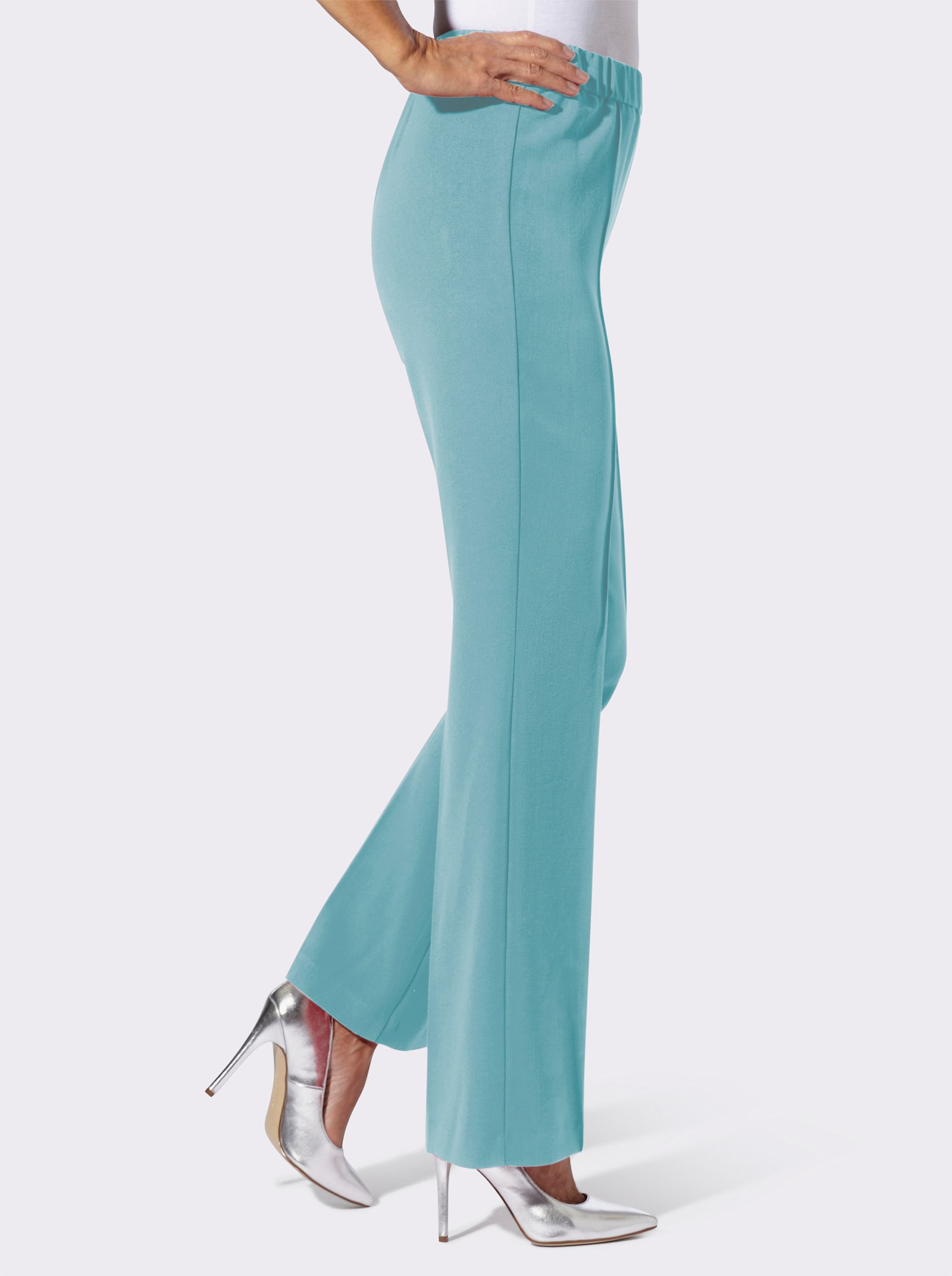 Oblekové kalhoty s elastickým pasem - oceánově modrá