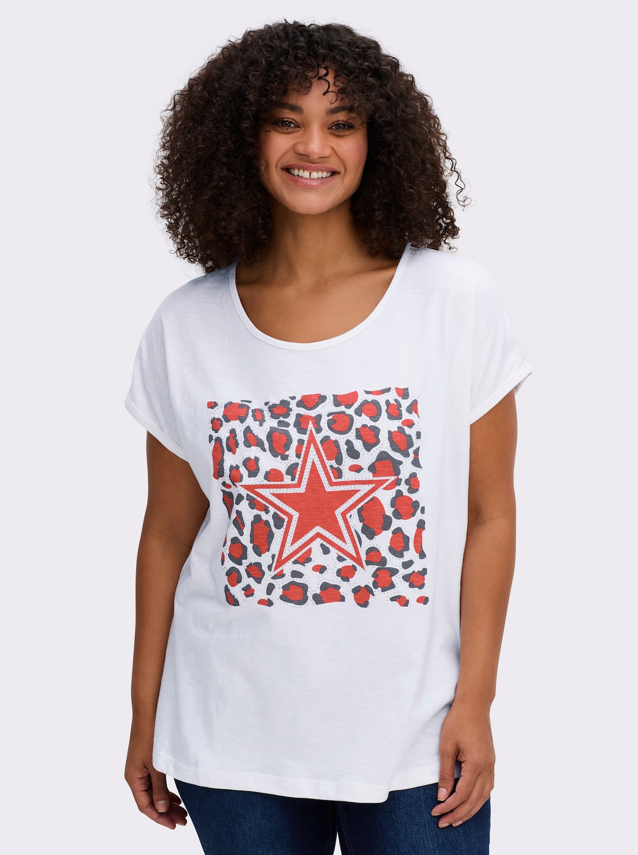 Shirt - grapefruit-weiß