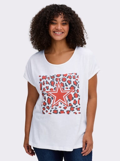 Shirt mit Animal- und Stern-Motiv - grapefruit-weiß