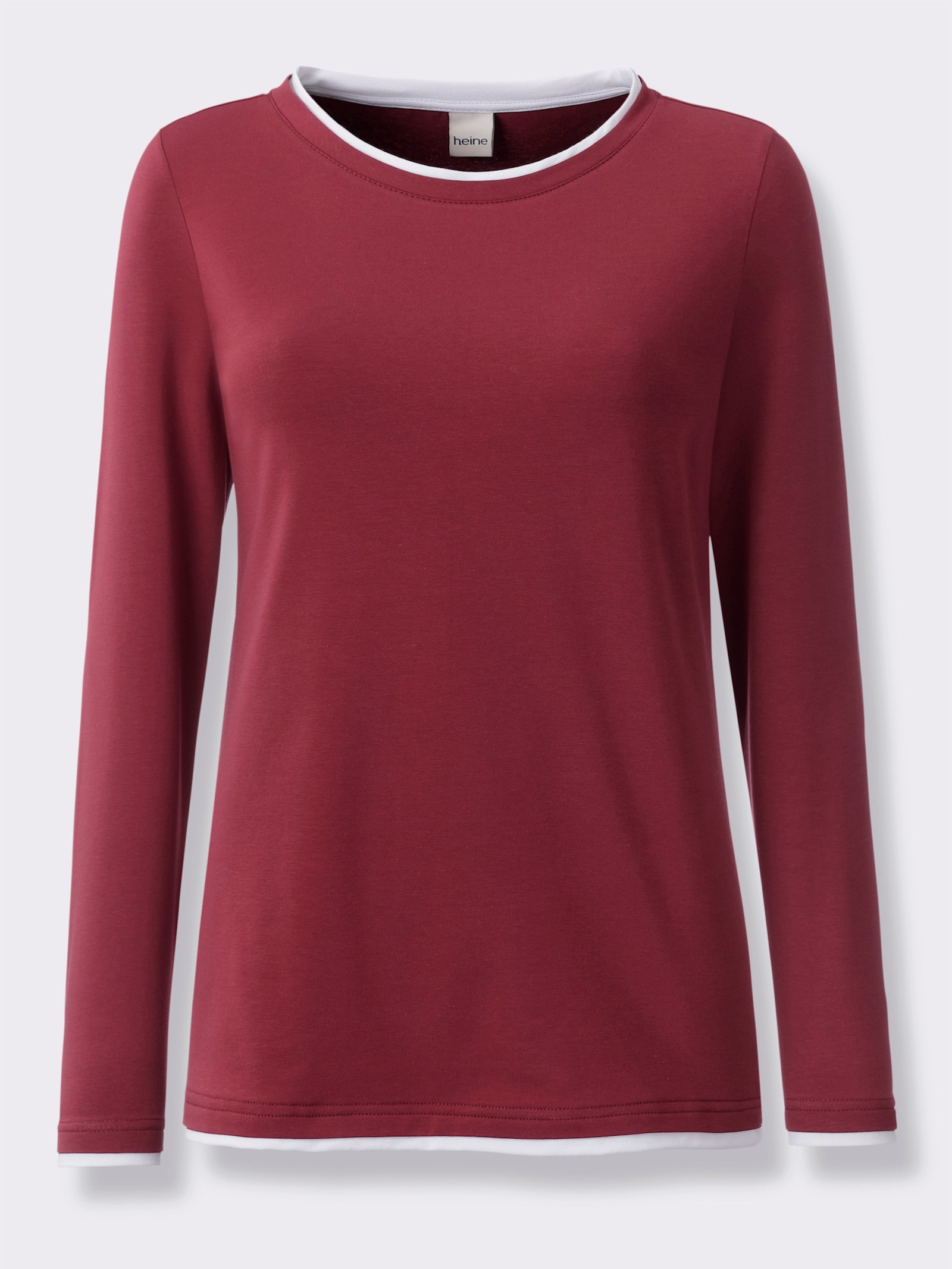 heine Rundhalsshirt in 2-in-1-Optik - kirsche-weiß