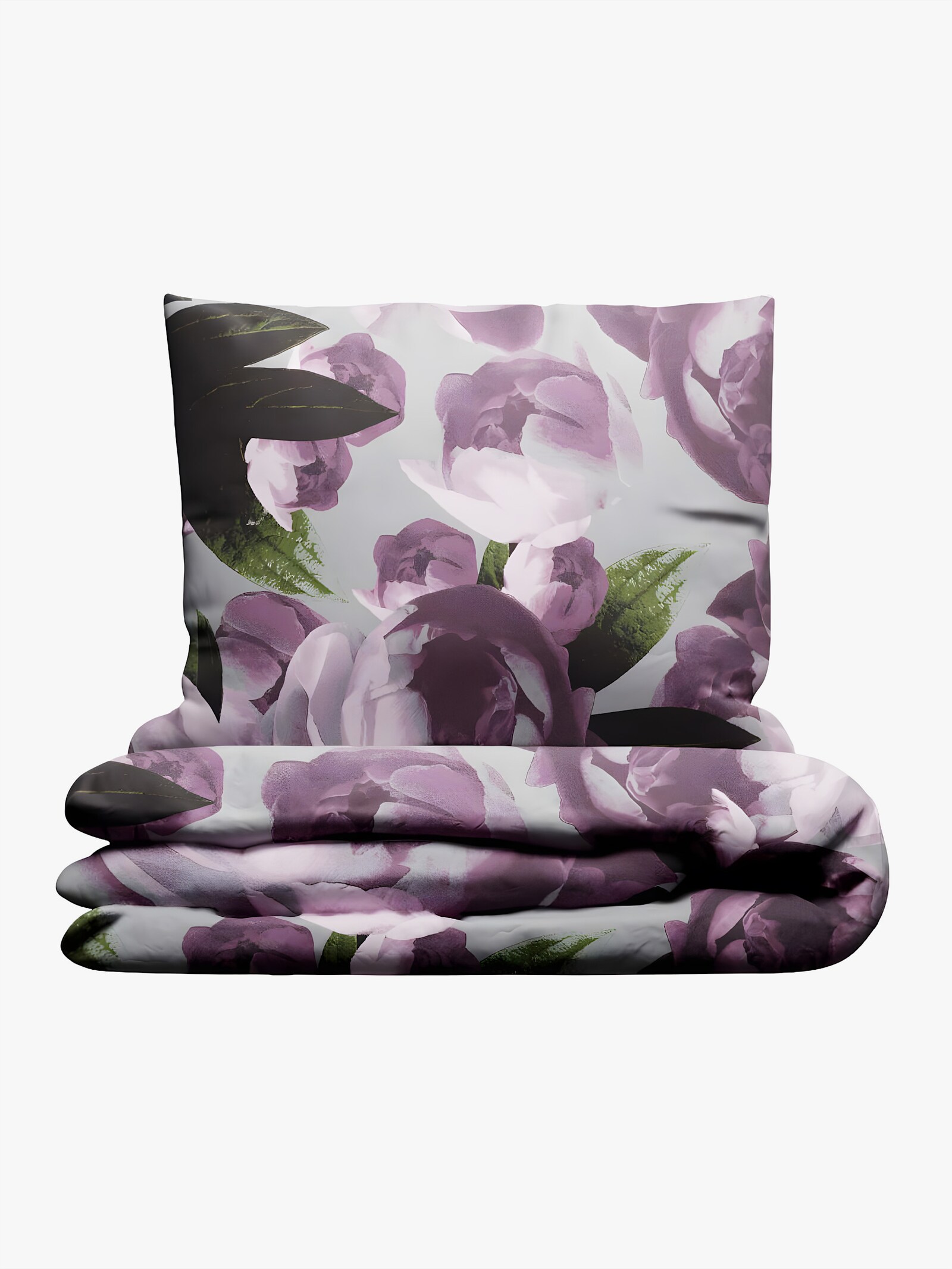 Grund Wendebettwäsche - grau-rosé-bedruckt