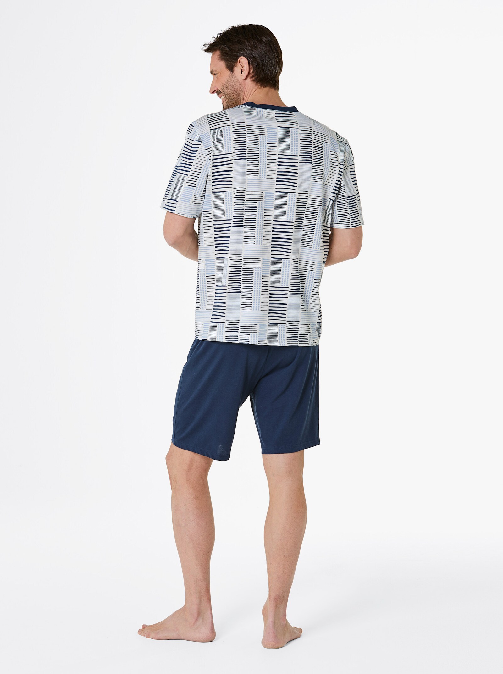 wäschepur men Shorty's - ecru/donkerblauw + ecru/petrol