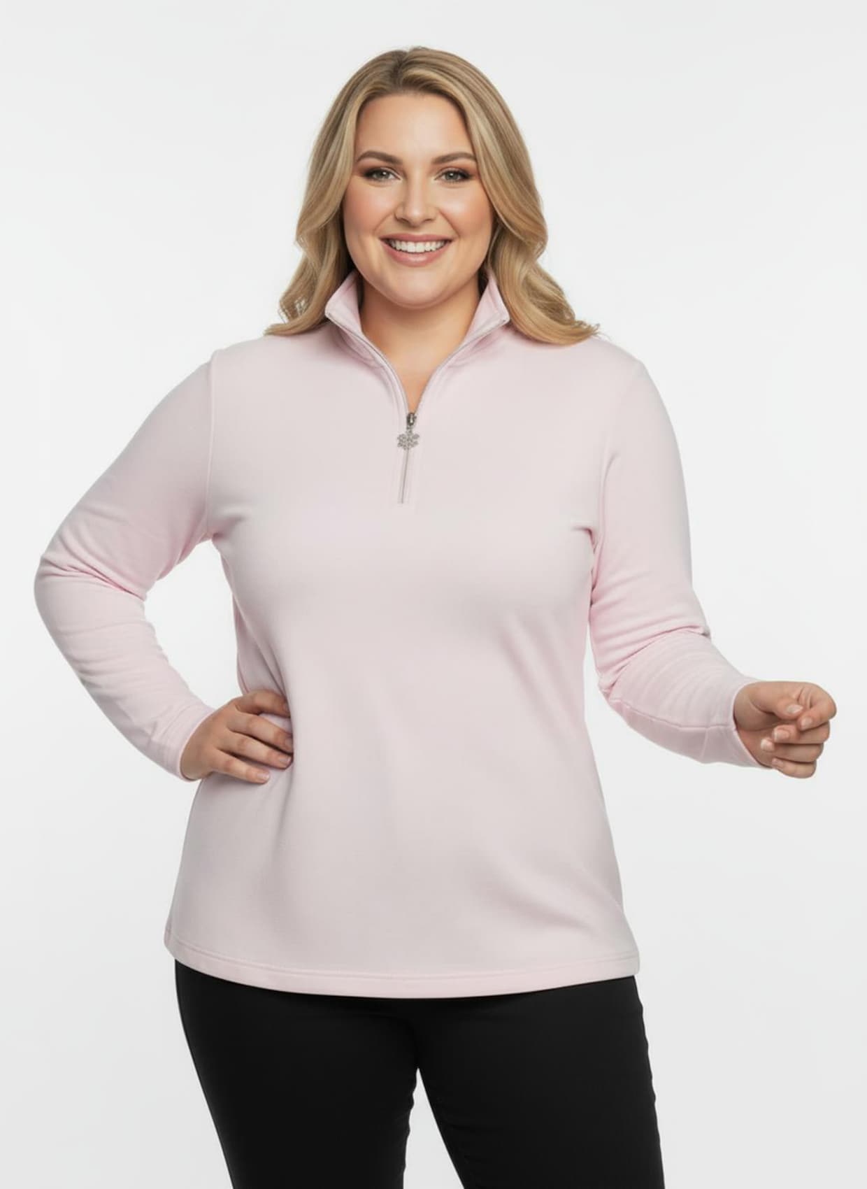 Langarmshirt mit Schneeflocken-Anhänger - rosé