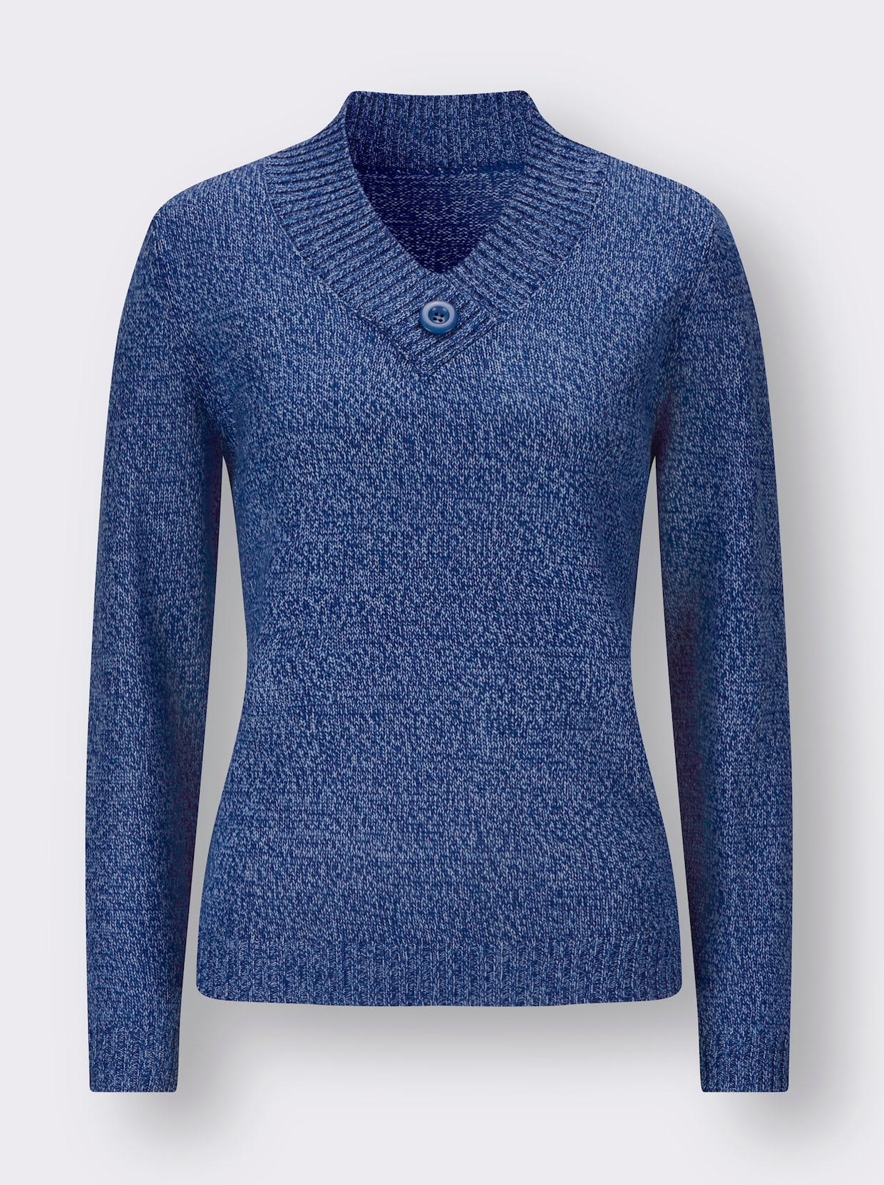 Langarm-Pullover - royalblau-bleu-meliert