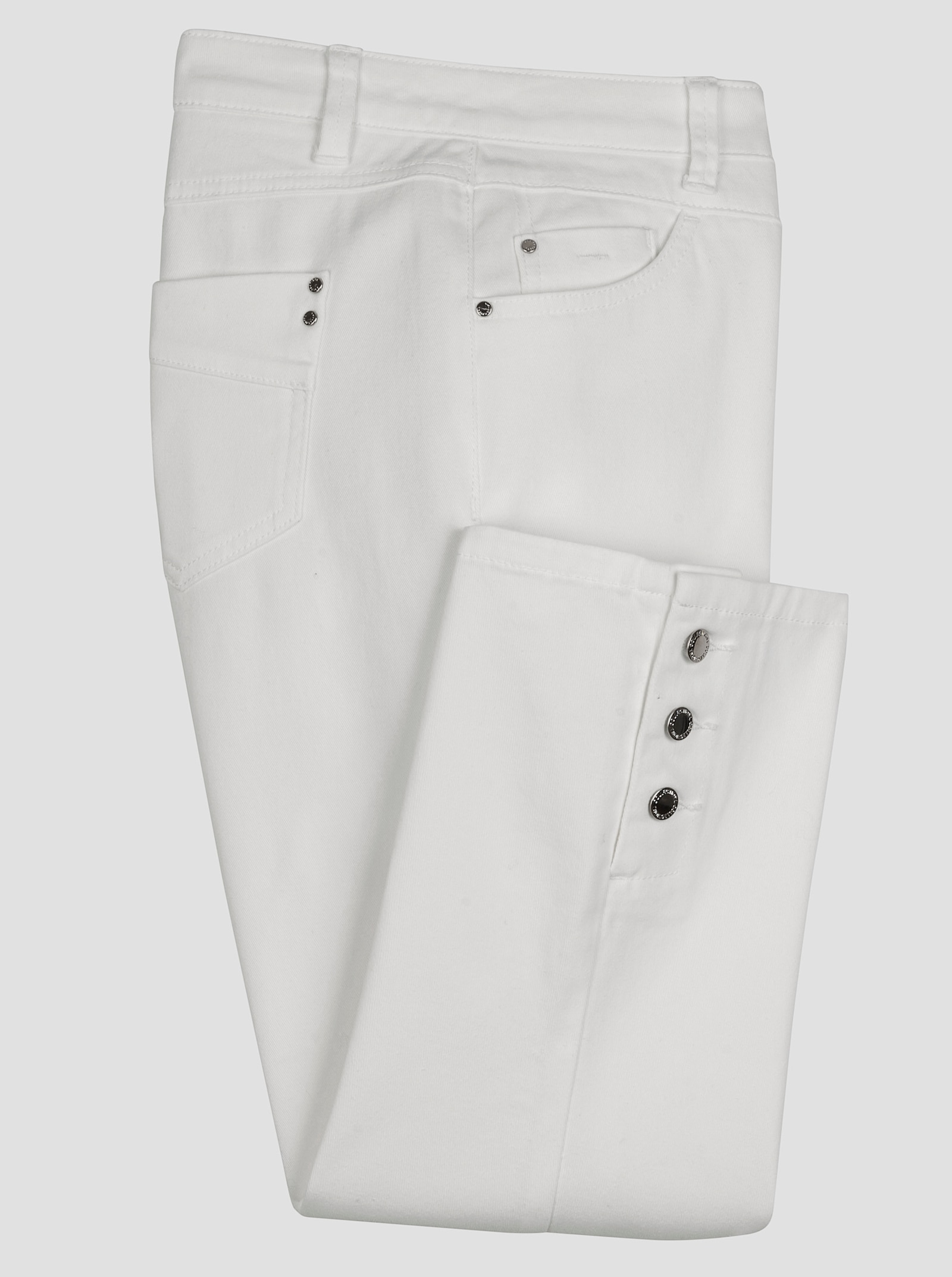 7/8-Jeans mit Zierknöpfen am Beinabschluss - ecru