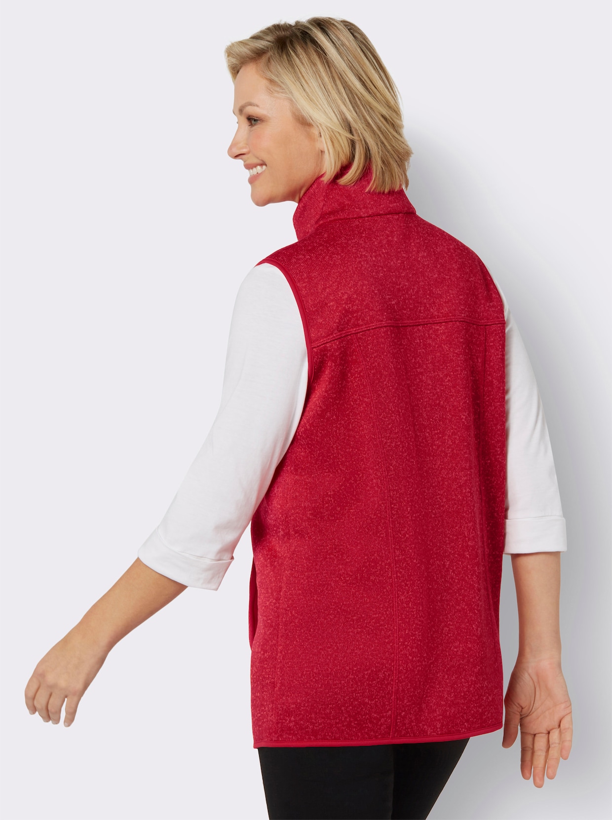 Fleecová vesta - červená-grepová-melír