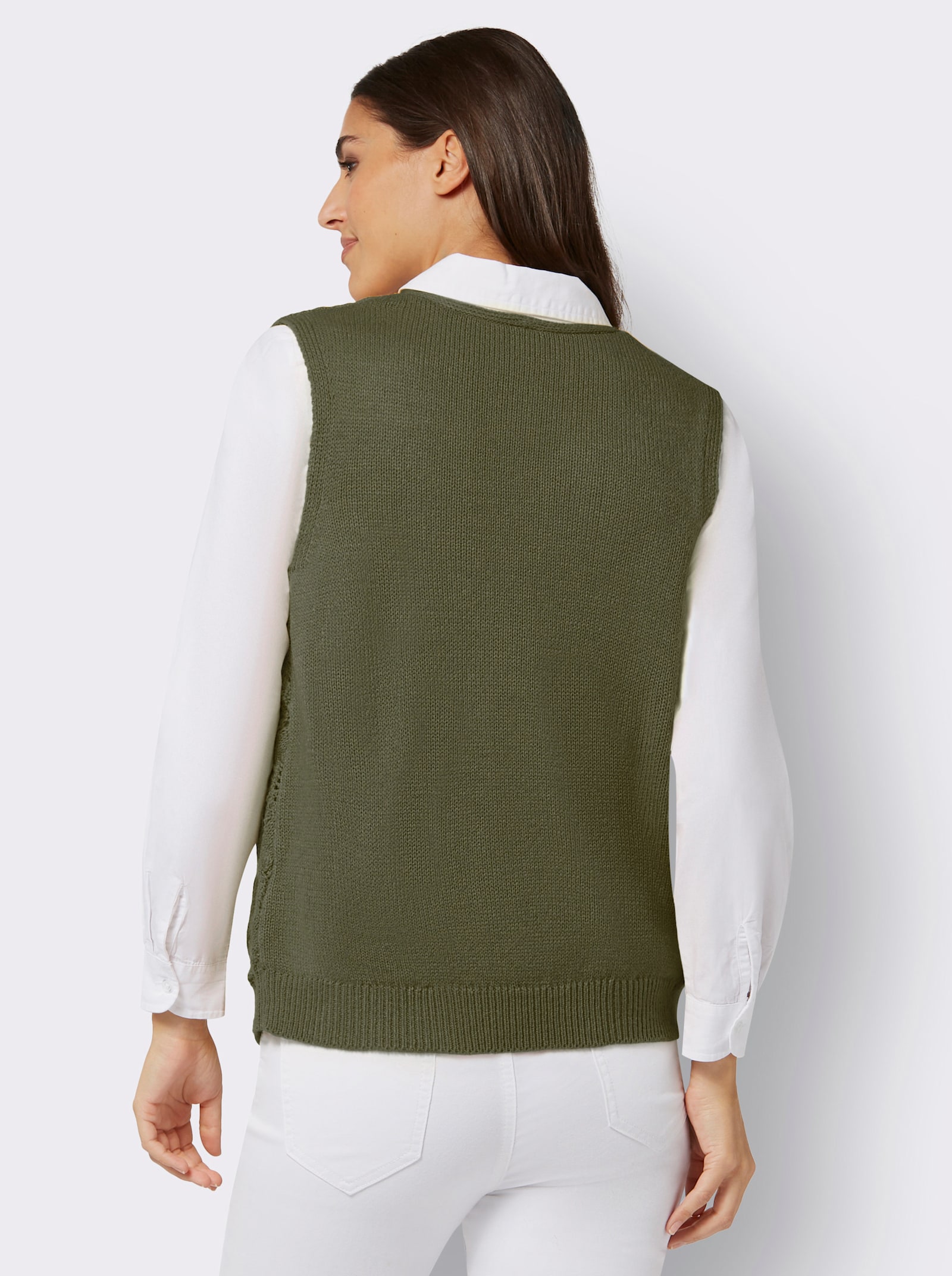 Pullunder mit Rautenmuster - khaki