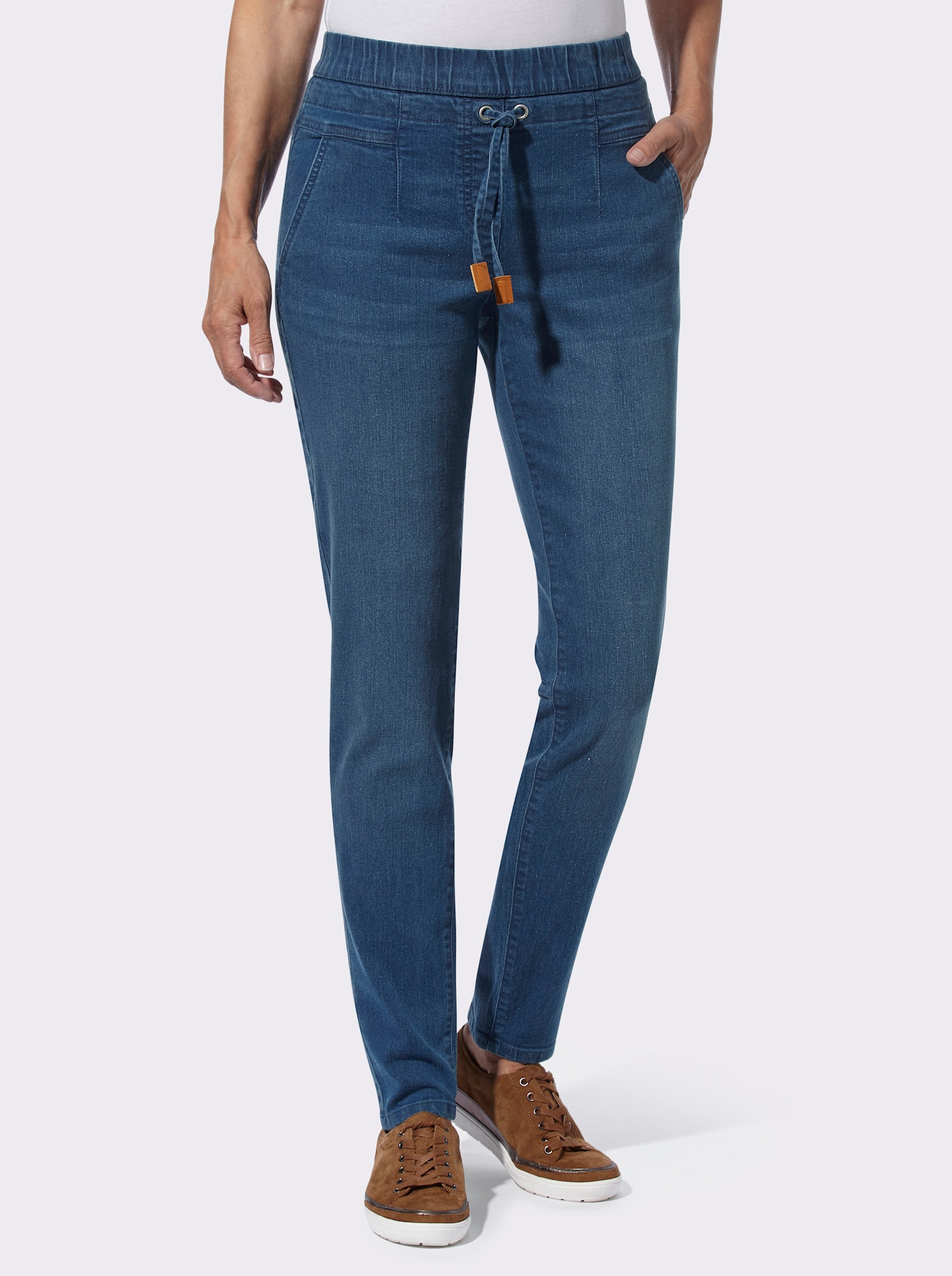 Comfortjeans in jogpantstijl - blue-stonewashed