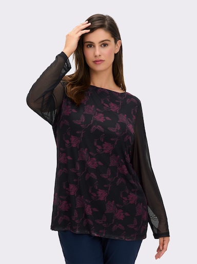 sheego Langarmshirt - schwarz-bedruckt
