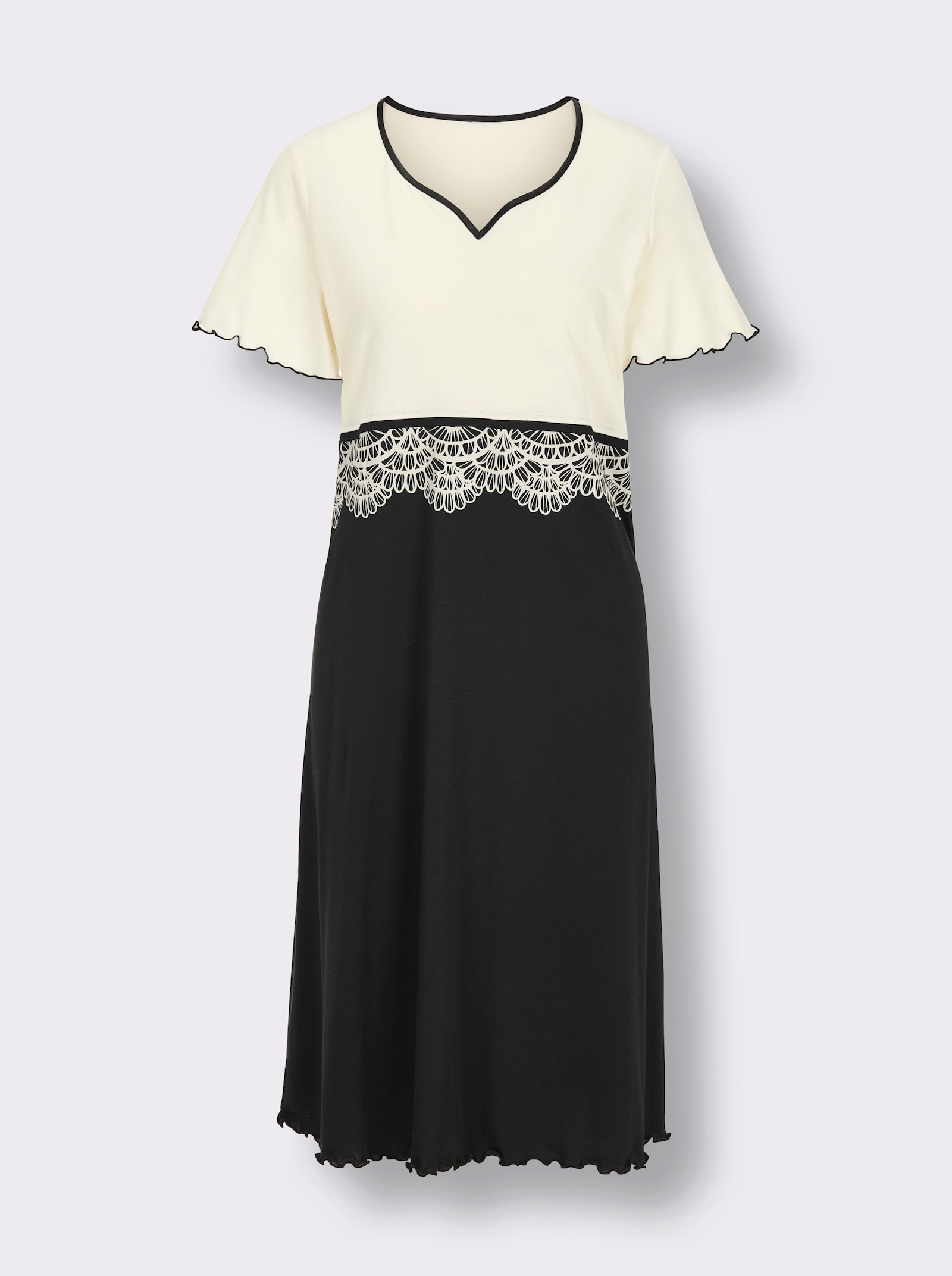 wäschepur Chemise de nuit - couleur ivoire-noir imprimé