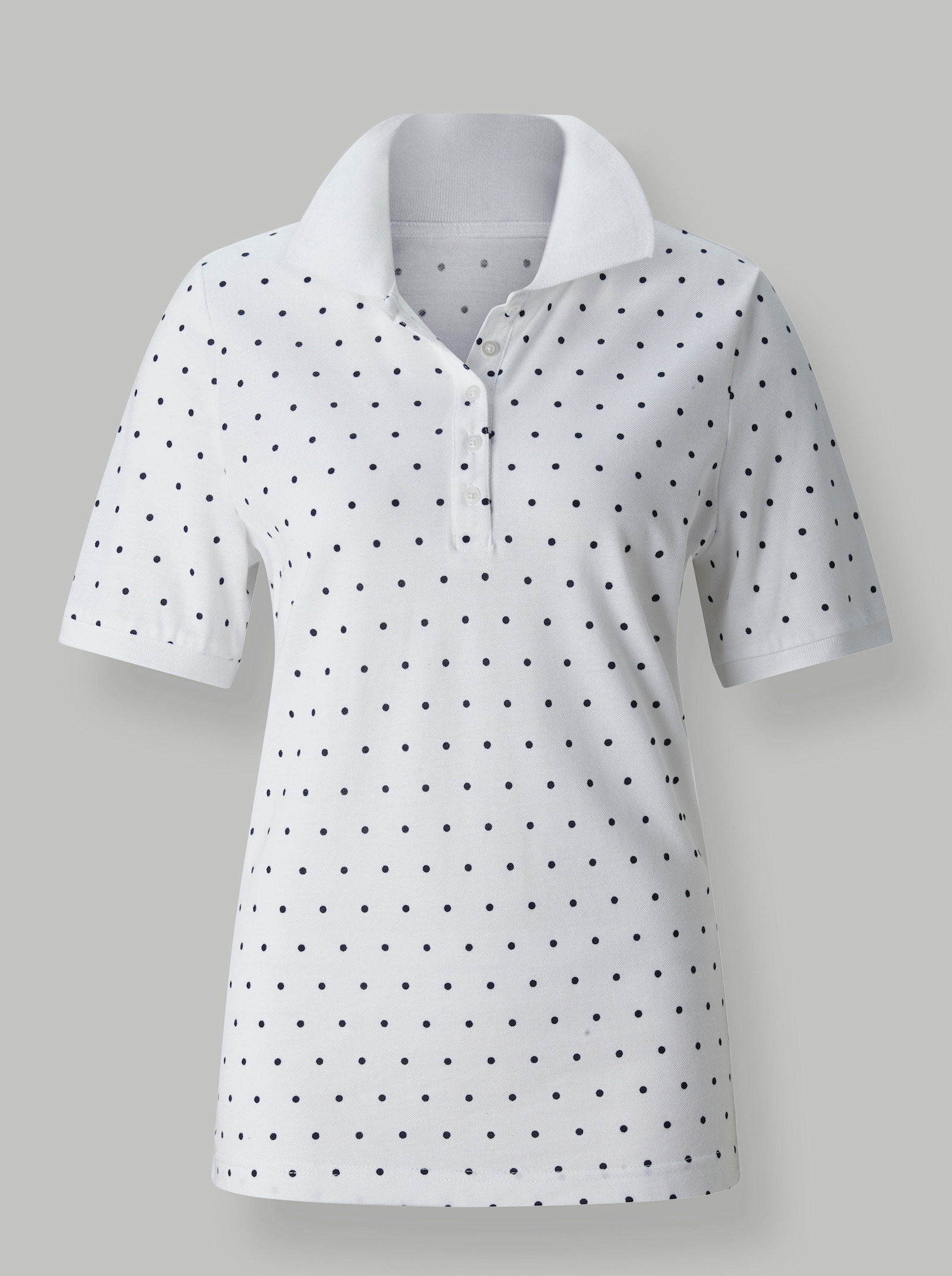 Poloshirt in Pünktchen-Dessin - weiß-getupft