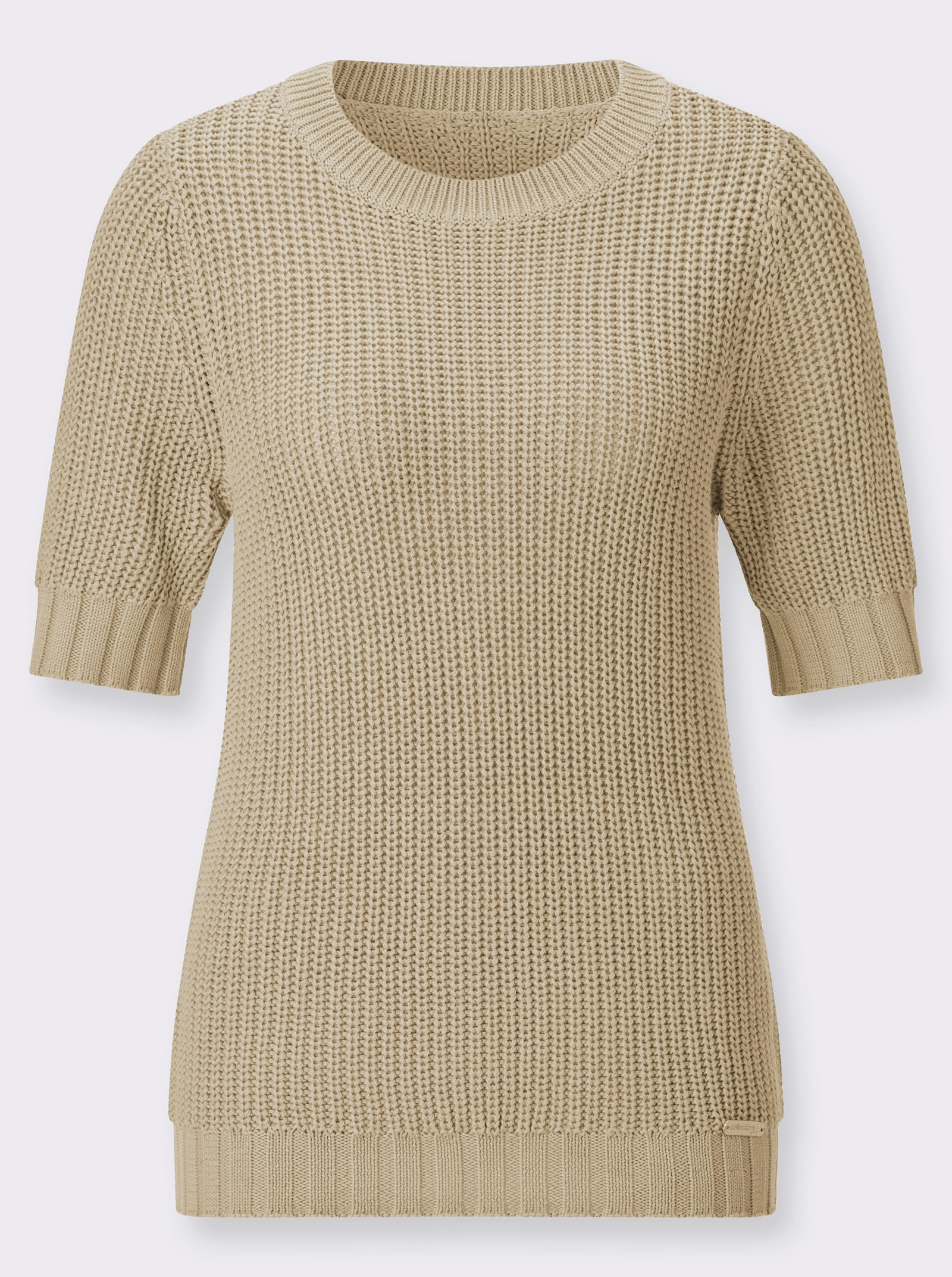 Kurzarmpullover mit Strickmuster - sand