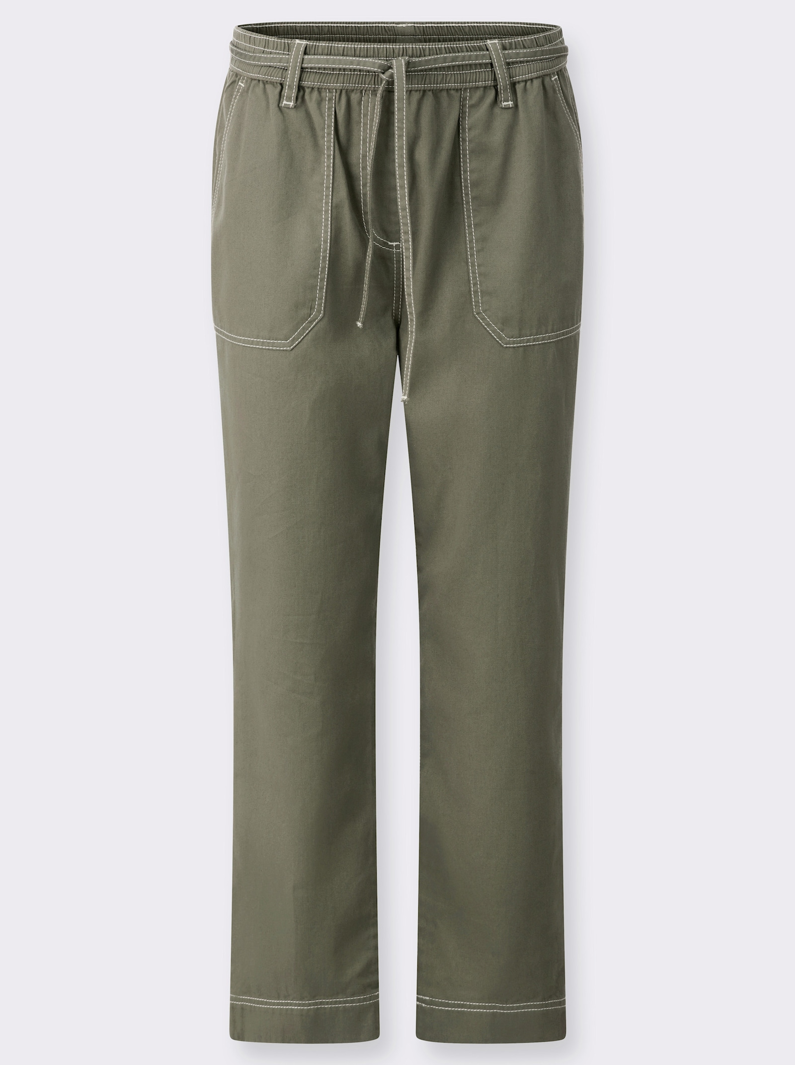 7/8-Jeans mit Rundum-Dehnbund - khaki