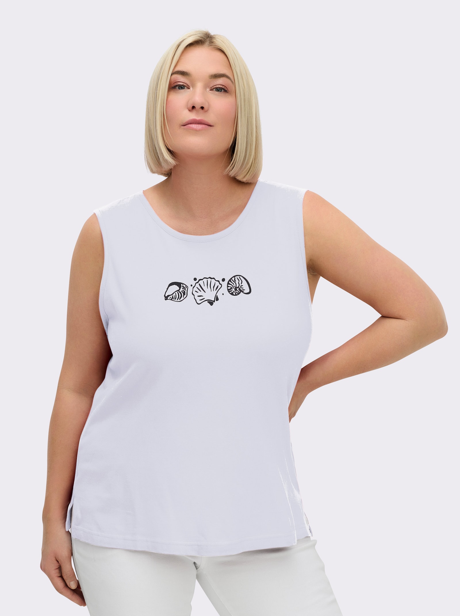 Shirttop mit Seitenschlitzen - weiß