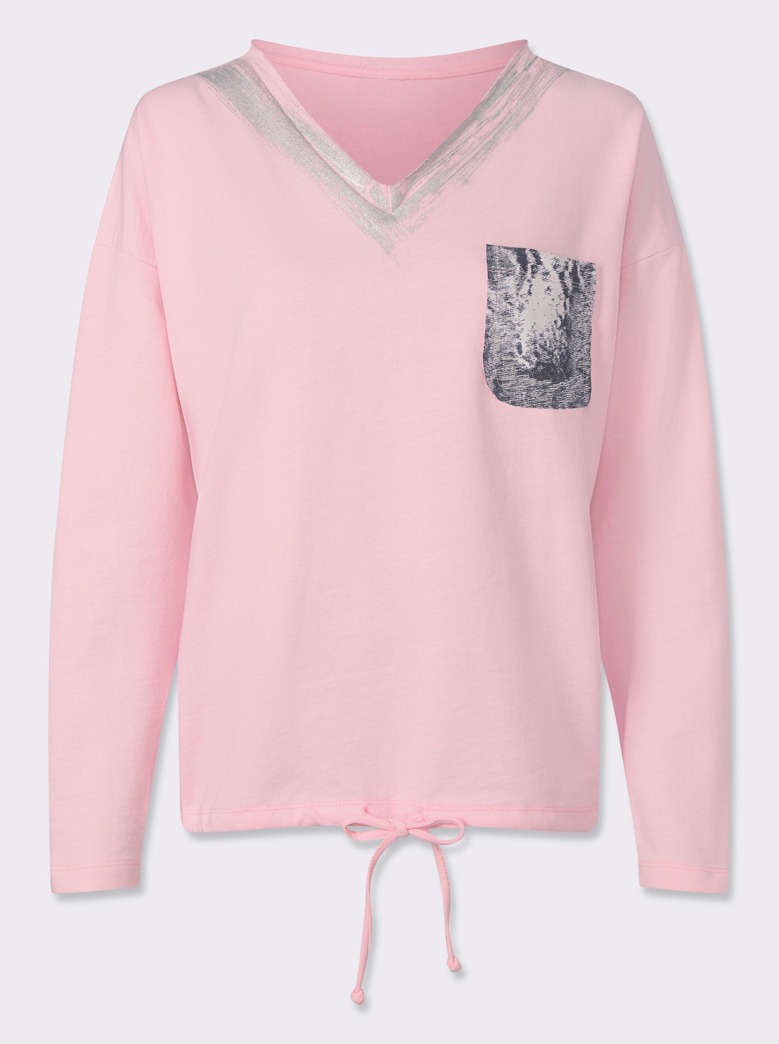 heine Langarmshirt mit Tunnelzug am Saum - hellrosé