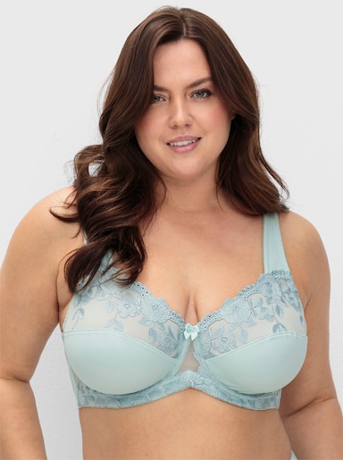 sheego Bügel-BH mit leicht transparenter Spitze - kalkmint
