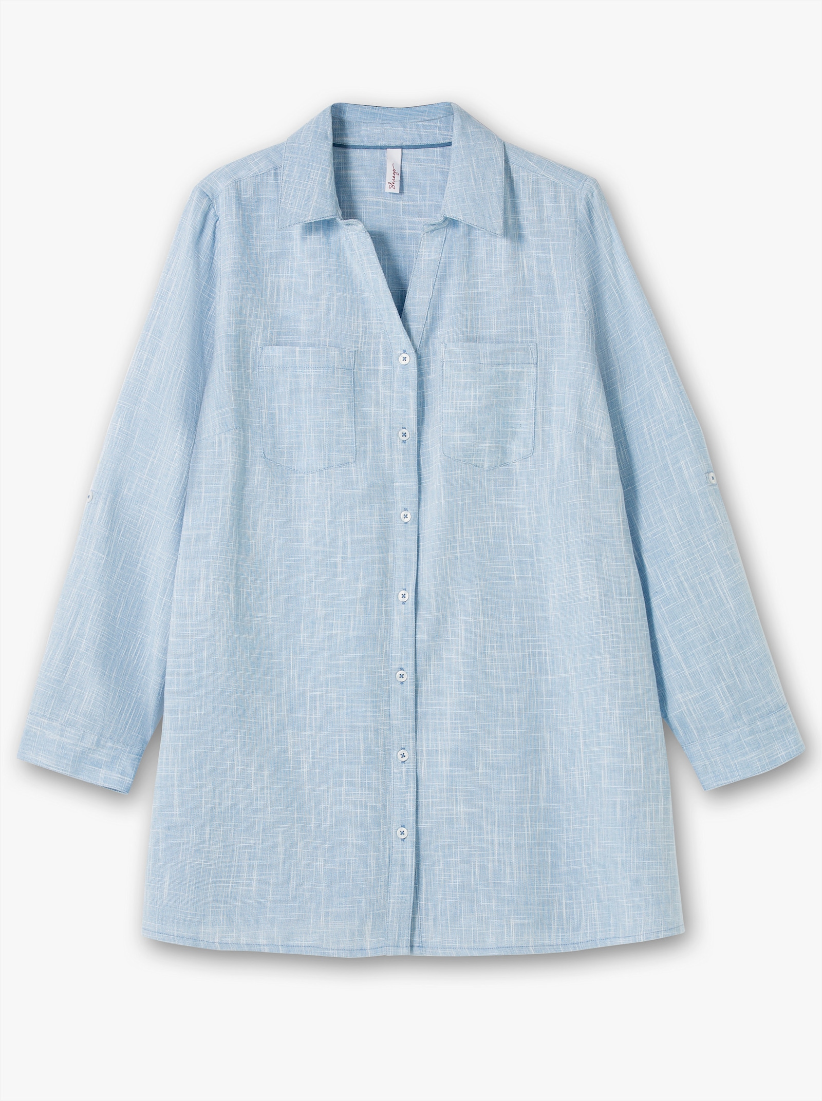 sheego Hemdbluse mit feiner Struktur - blau