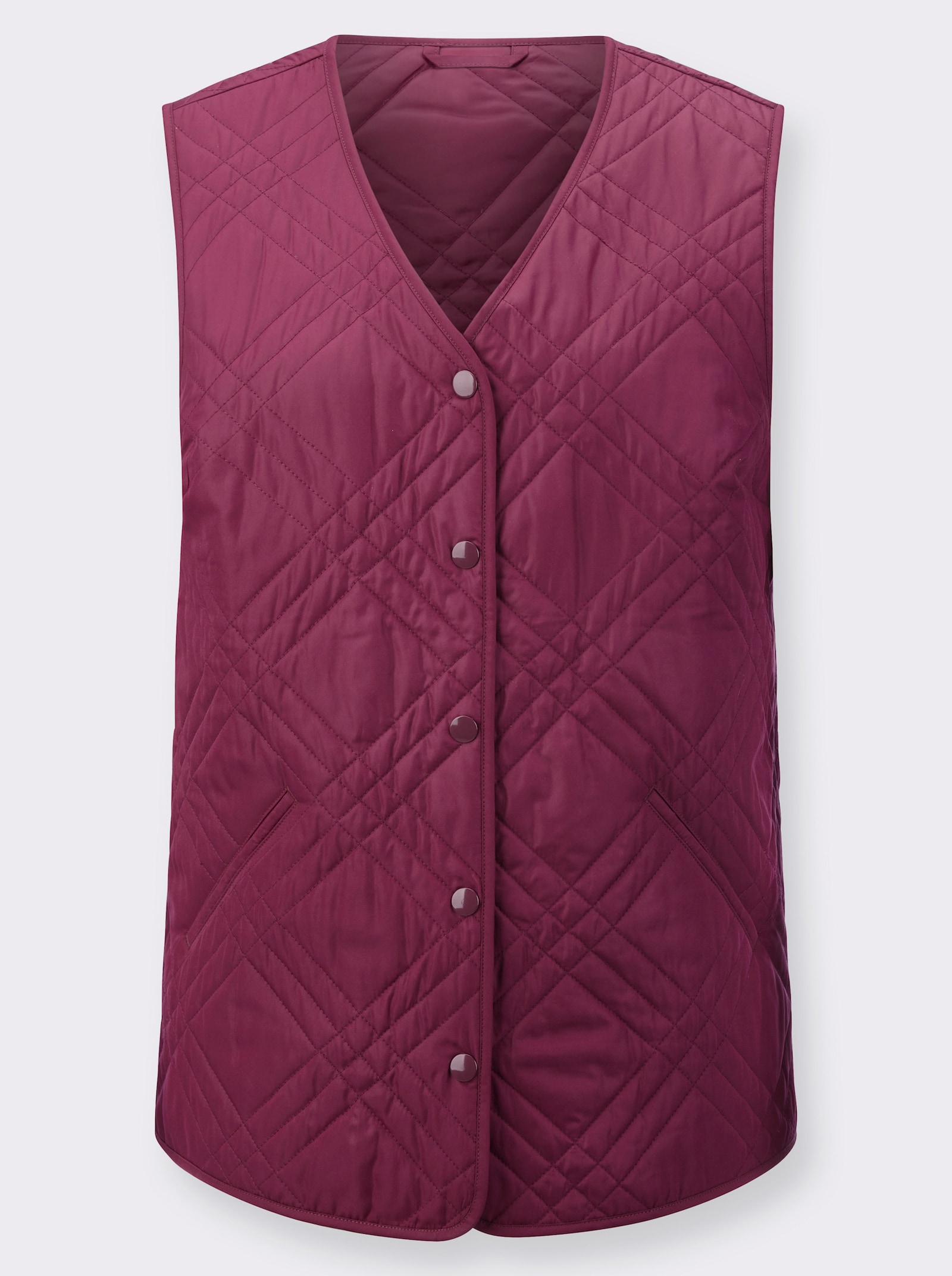 Steppweste mit durchgehender Druckknopfleiste - malve