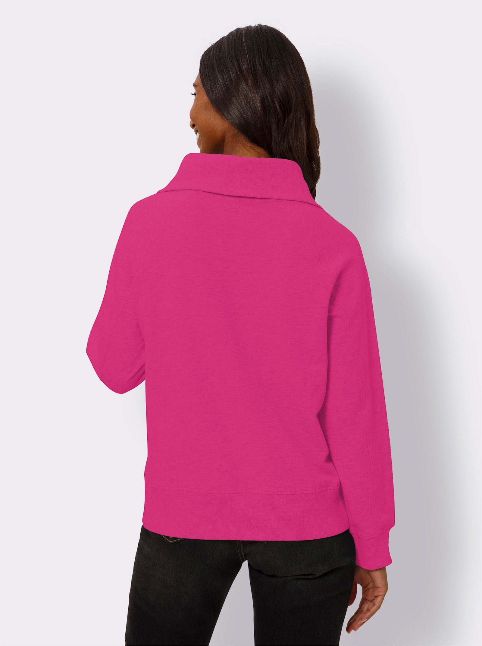 heine Sweatshirt mit Troyer-Kragen - fuchsia