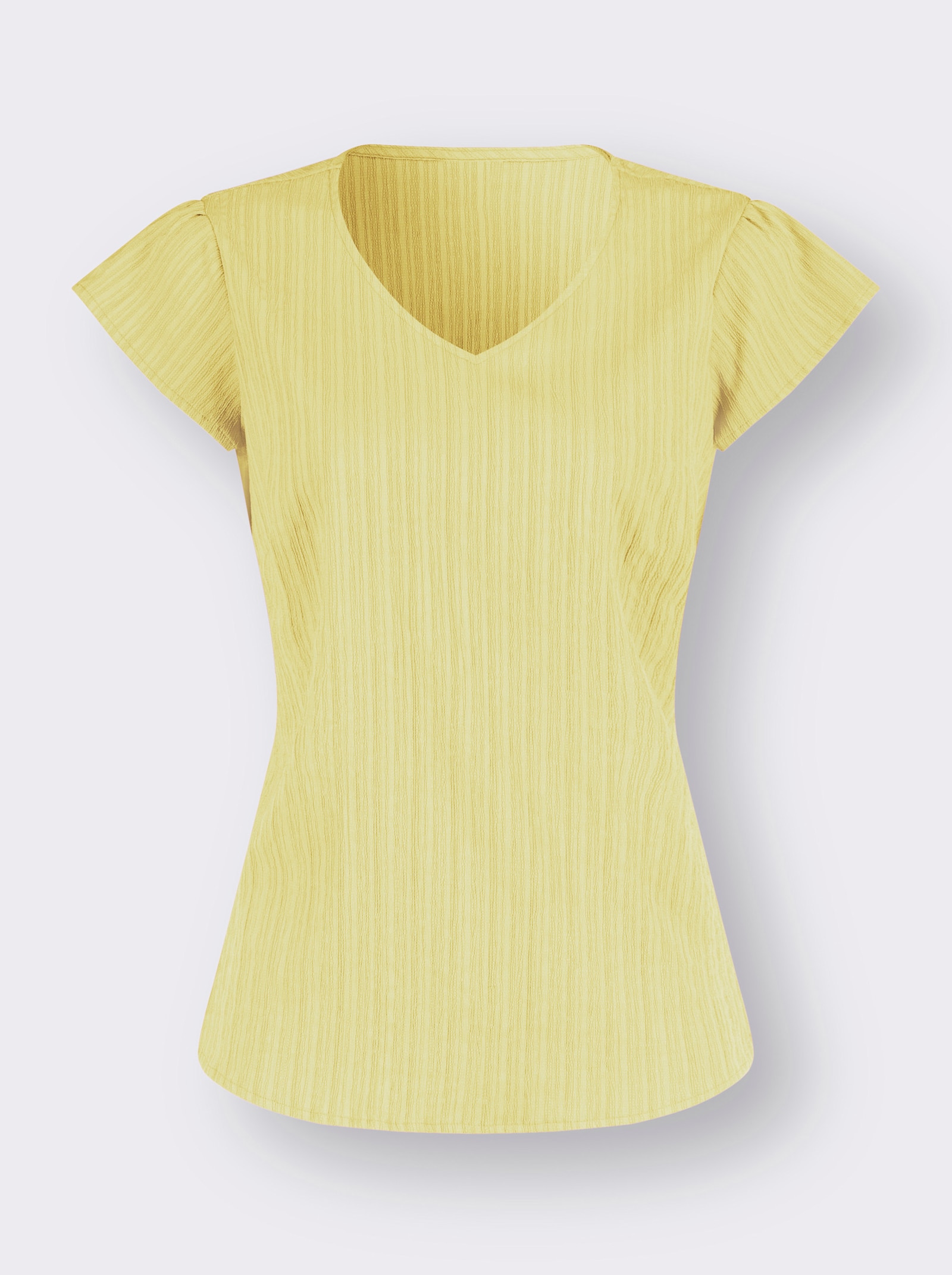Kurzarm-Bluse in Crêpe-Qualität - zitrone