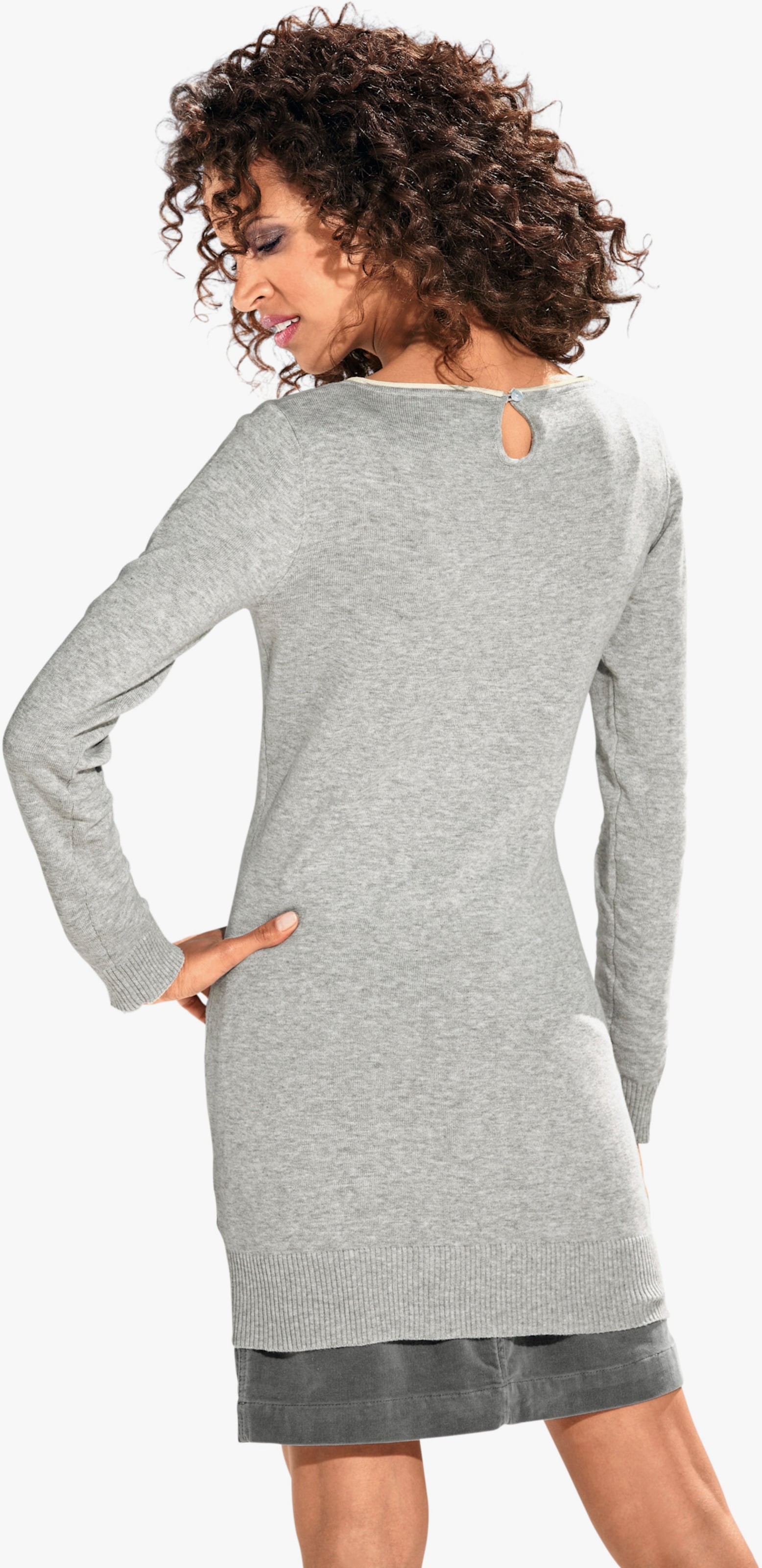 heine Longpullover mit Cut-Outs hinten - grau-melange