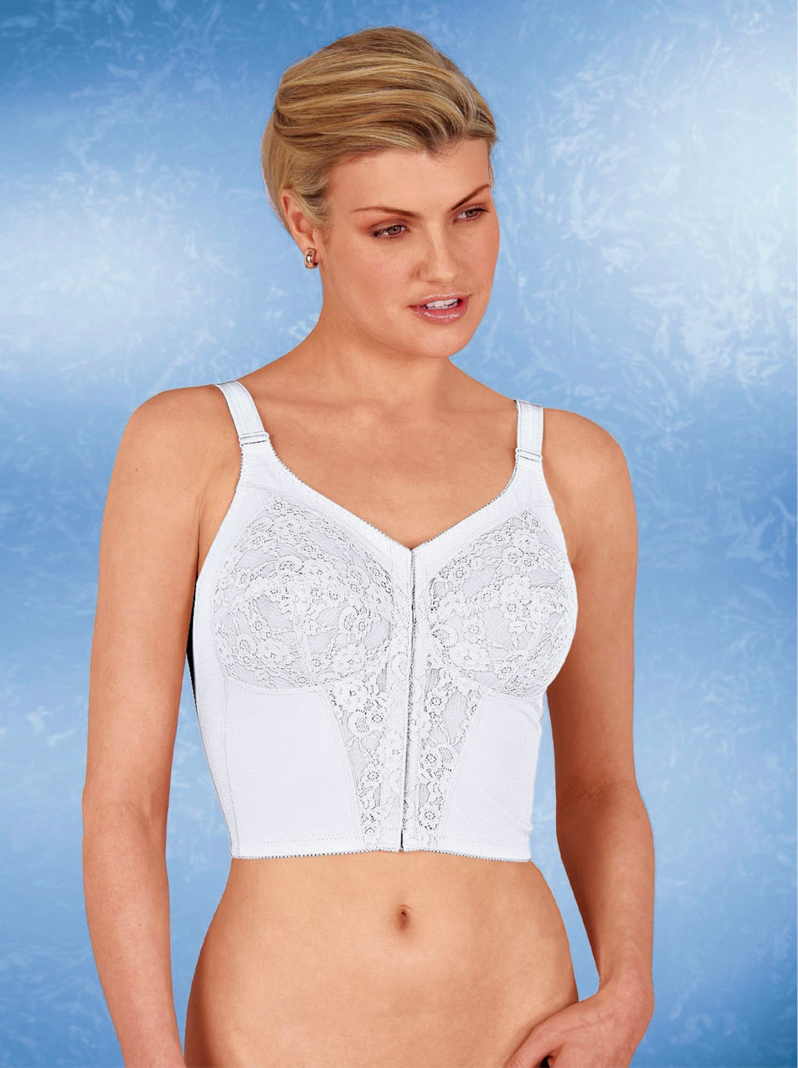 Susa Beugelloze beha met voorsluiting en kant - wit