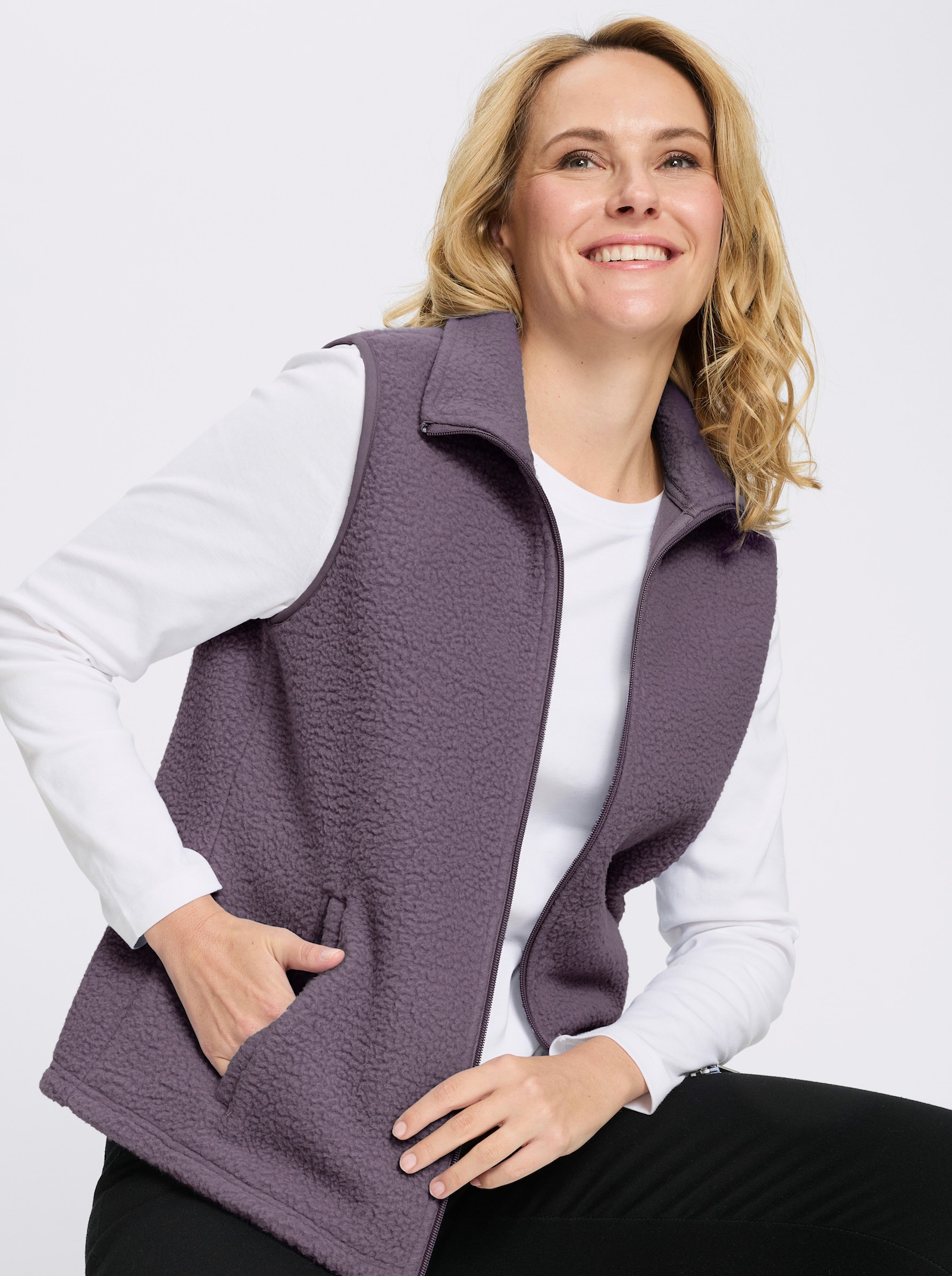 Fleeceweste mit Stehkragen - feige