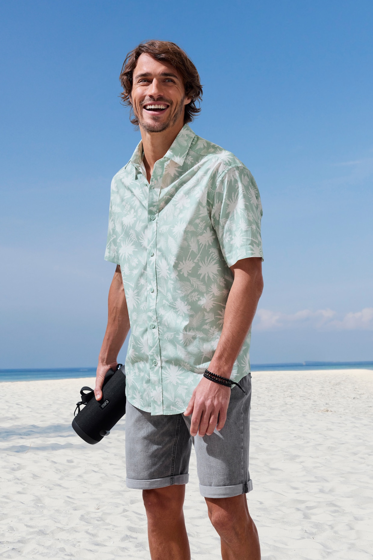 Beachtime Hawaiiaans overhemd - lichtgroen geprint