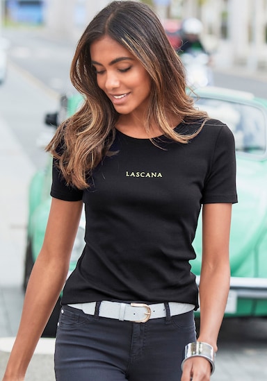 LASCANA T-Shirt - bordeaux, schwarz