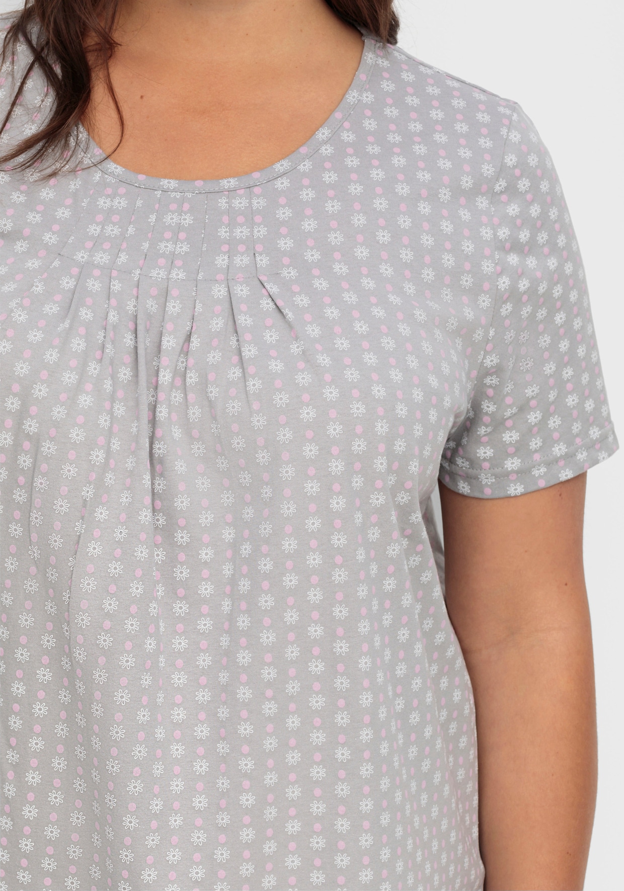 Kurzarmshirt - steingrau-gemustert