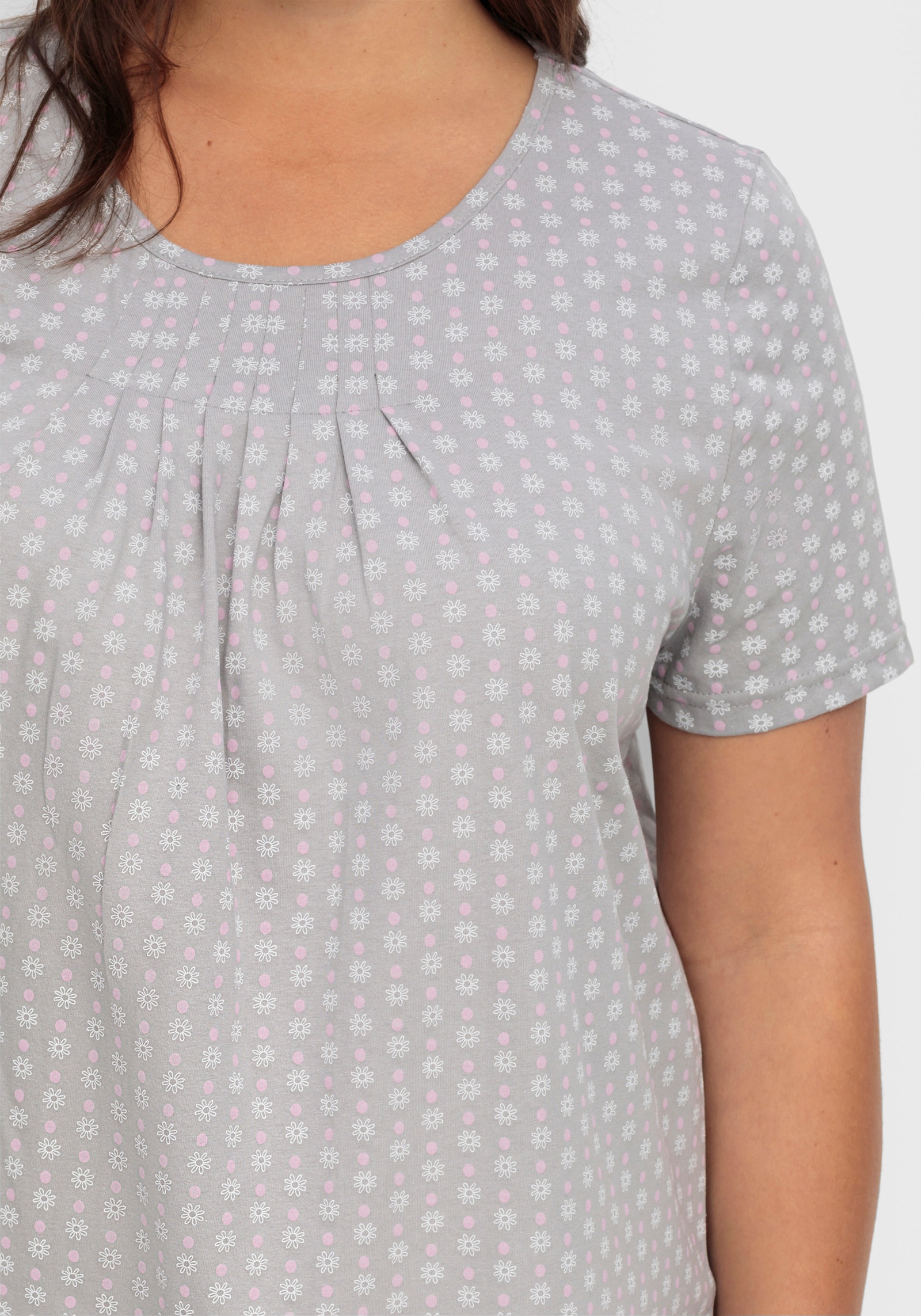 Kurzarmshirt im Minimaldessin - steingrau-gemustert