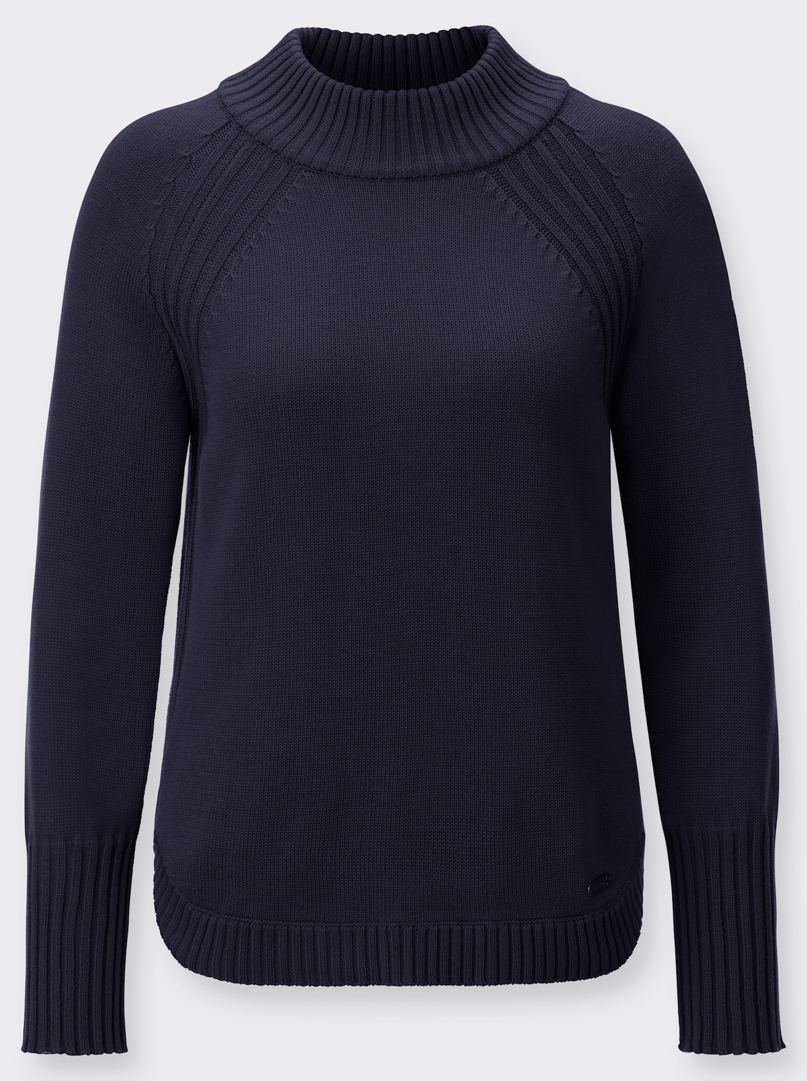 Stehkragenpullover mit abgerundetem Saum - marine