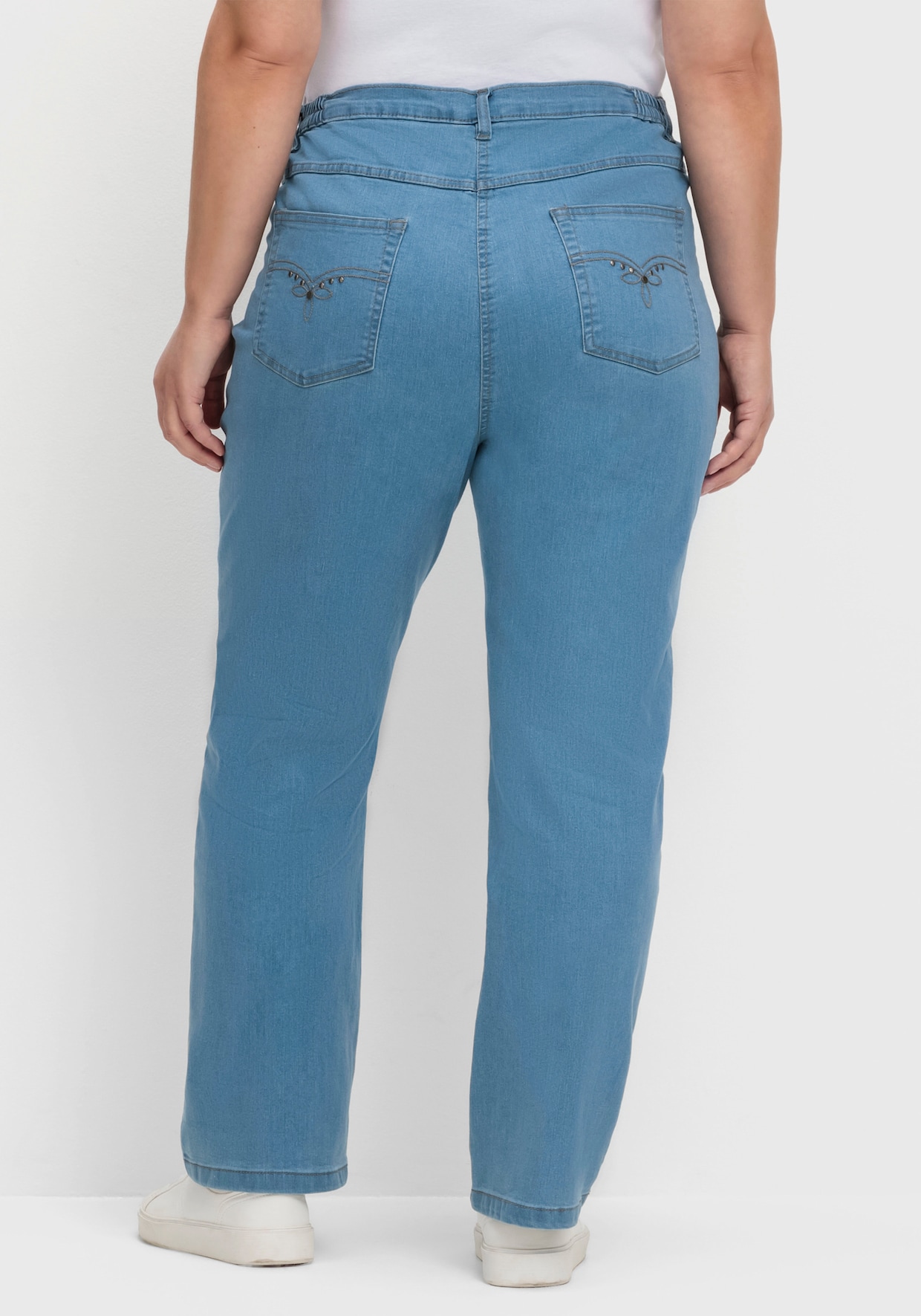 5-Pocket-Jeans mit Stickerei-Motiv - blue-bleached