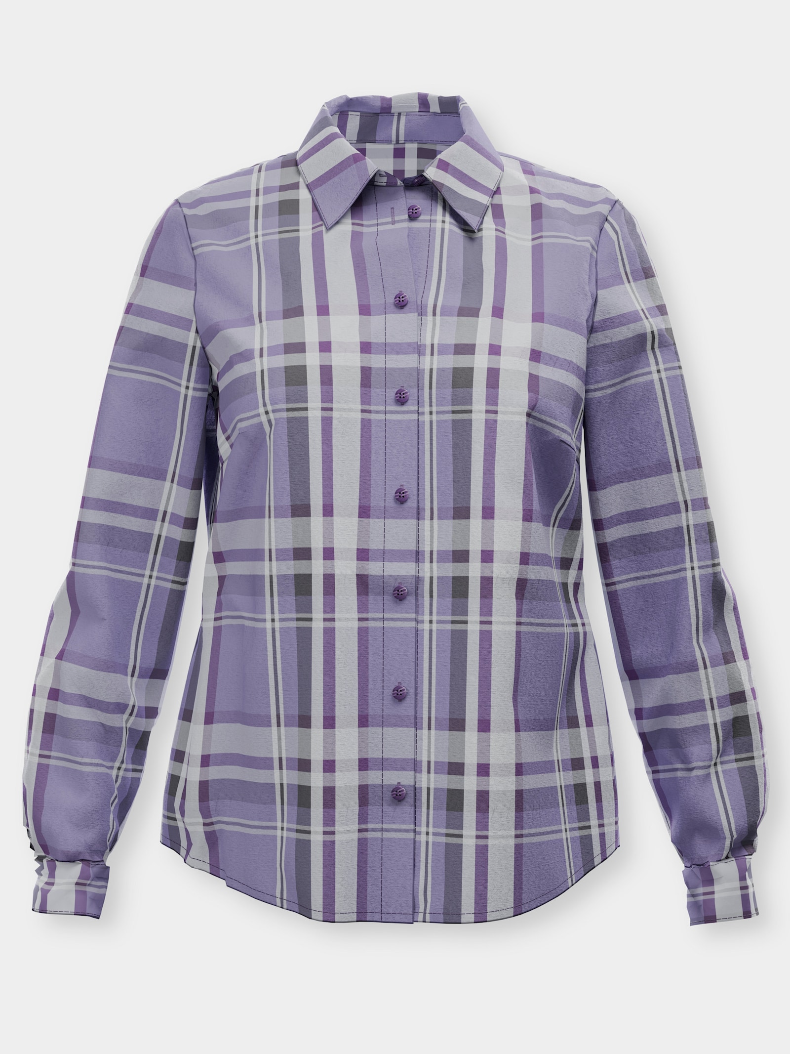 Karobluse aus reiner Baumwolle - lila-lavendel-kariert